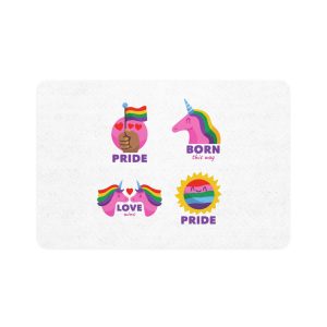 Illustrations Pride Day Badges Set Pet Food Mat 12x18