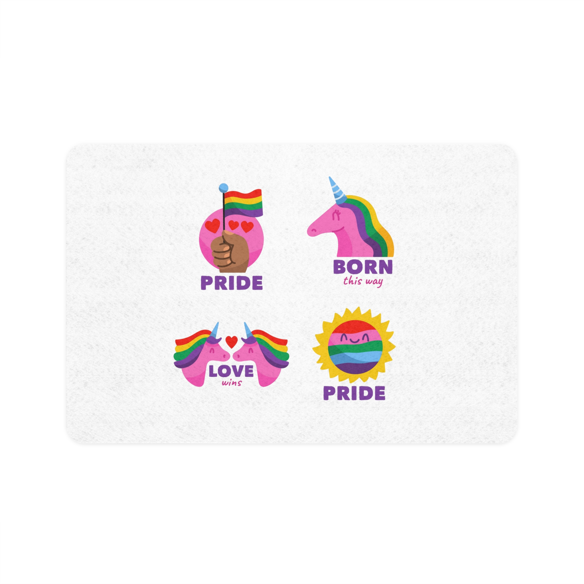 Illustrations Pride Day Badges Set Pet Food Mat 12x18