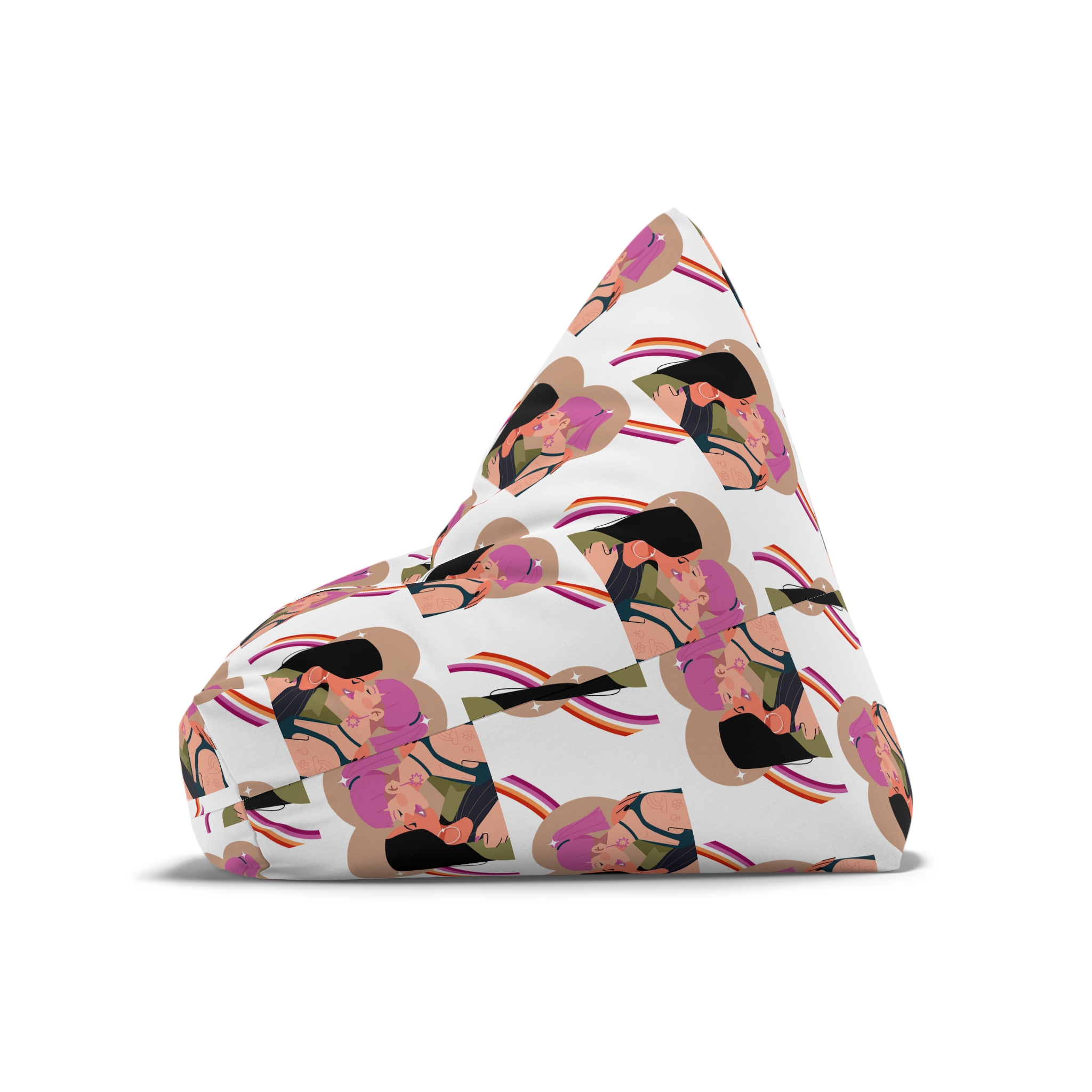 Hand Drawn Lesbian Kiss Bean Bag Chair Cover - Image 8
