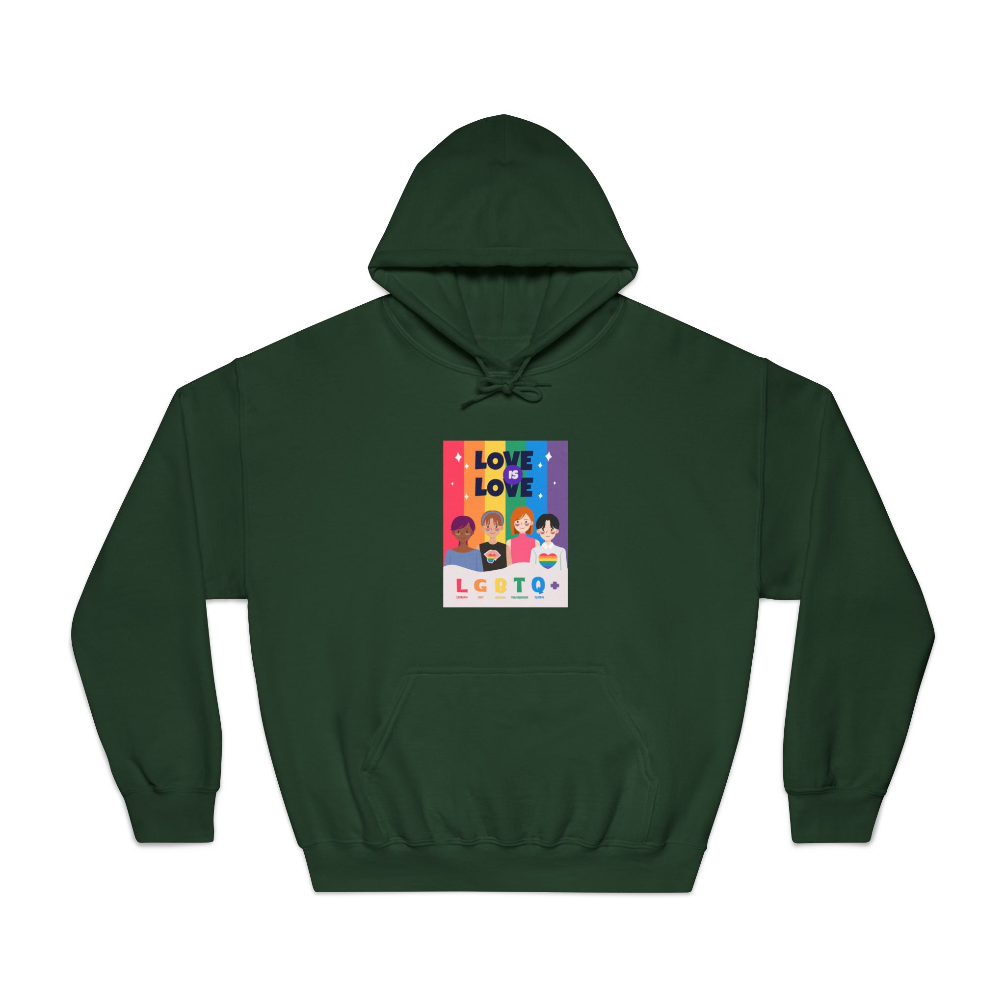 Lgbtq Pride Month Poster Vector With Diverse Characters Rainbow Celebrate Love Inclusivity Unisex Dryblend Hooded Sweatshirt - Image 21