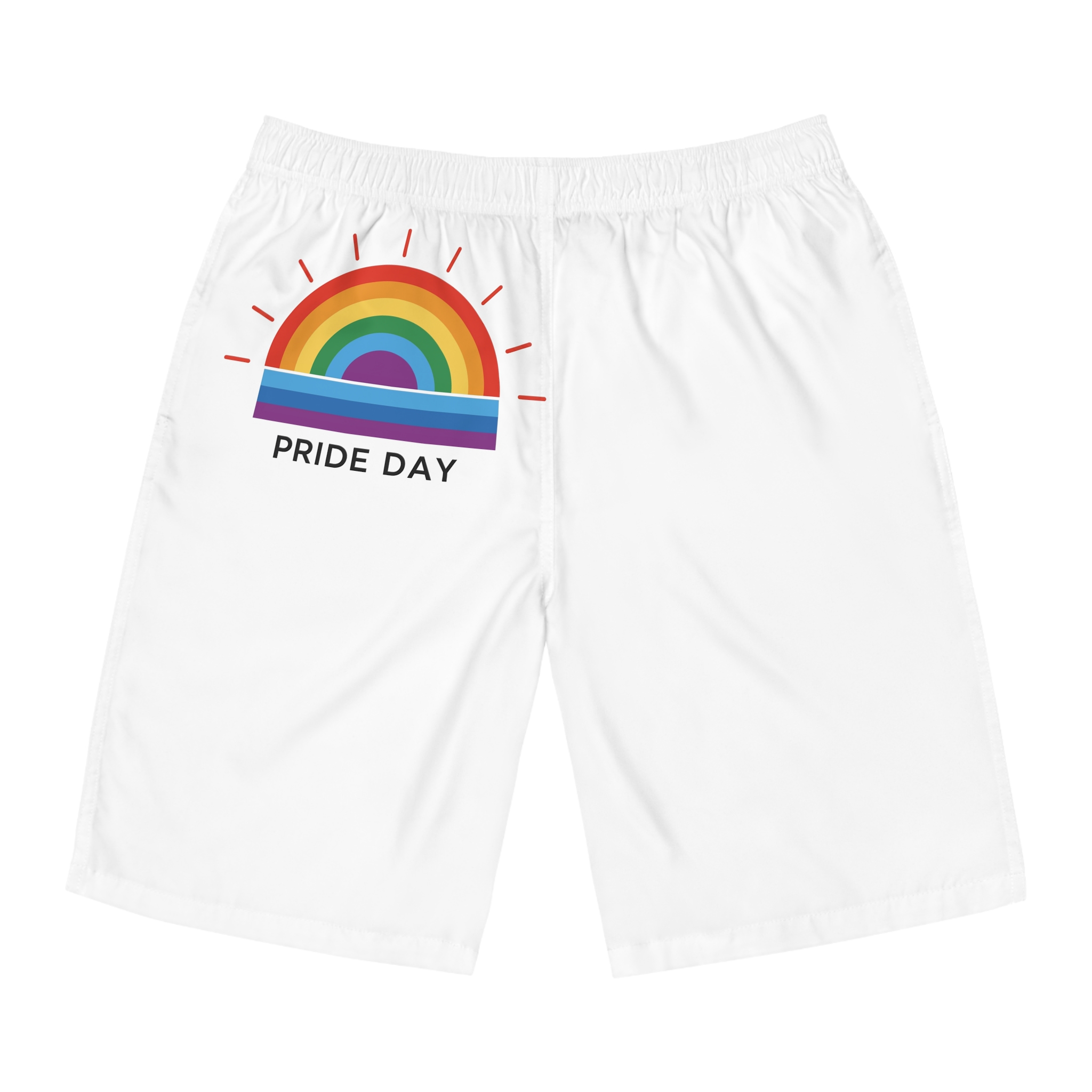 Rainbow Pride Day Celebration Illustration With Colorful Sunburst Design Lgbtq Support Awareness Mens Board Shorts Aop