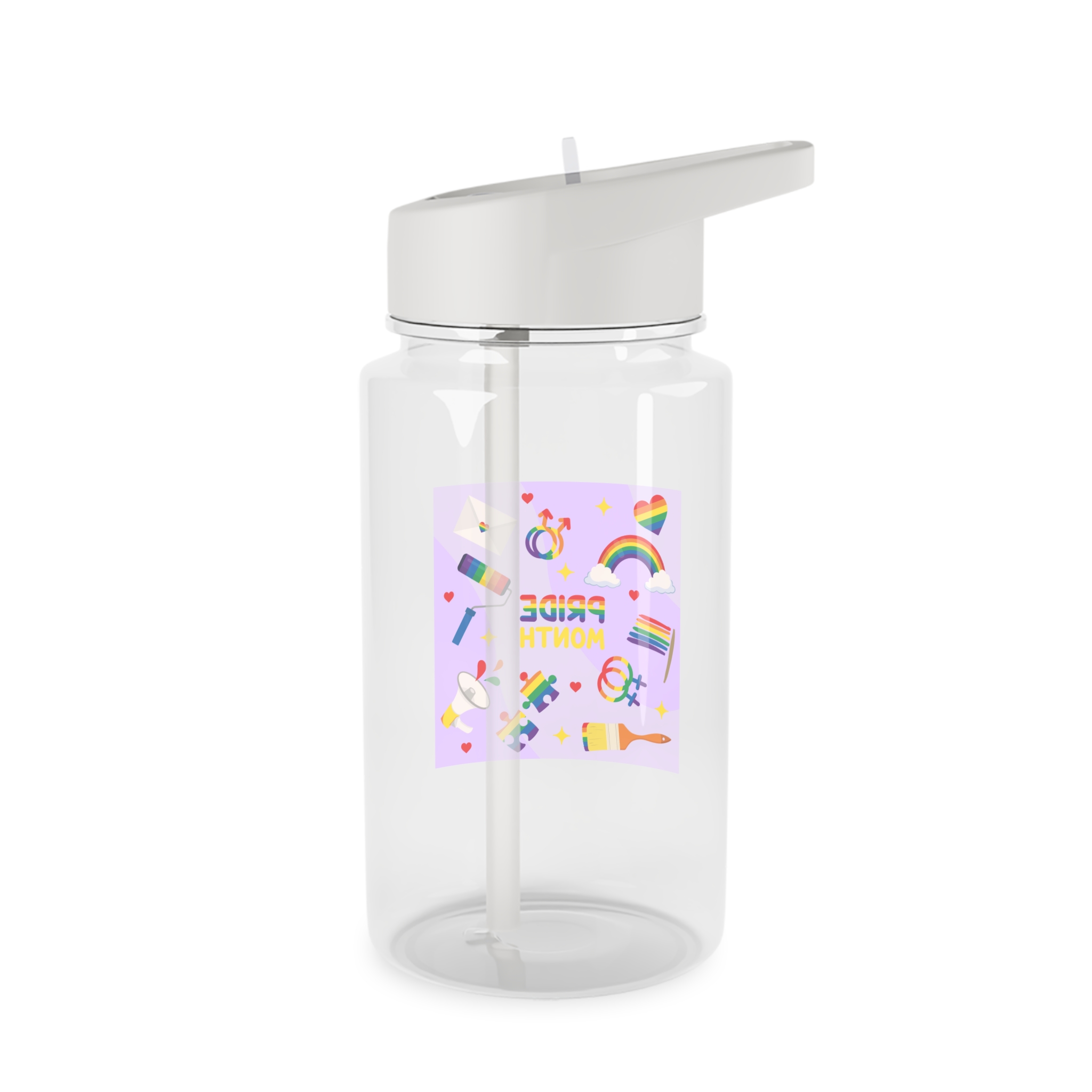 Pride Month Lgbtq Symbol Rainbow Colors Cute Elements Set Tritan Water Bottle - Image 2