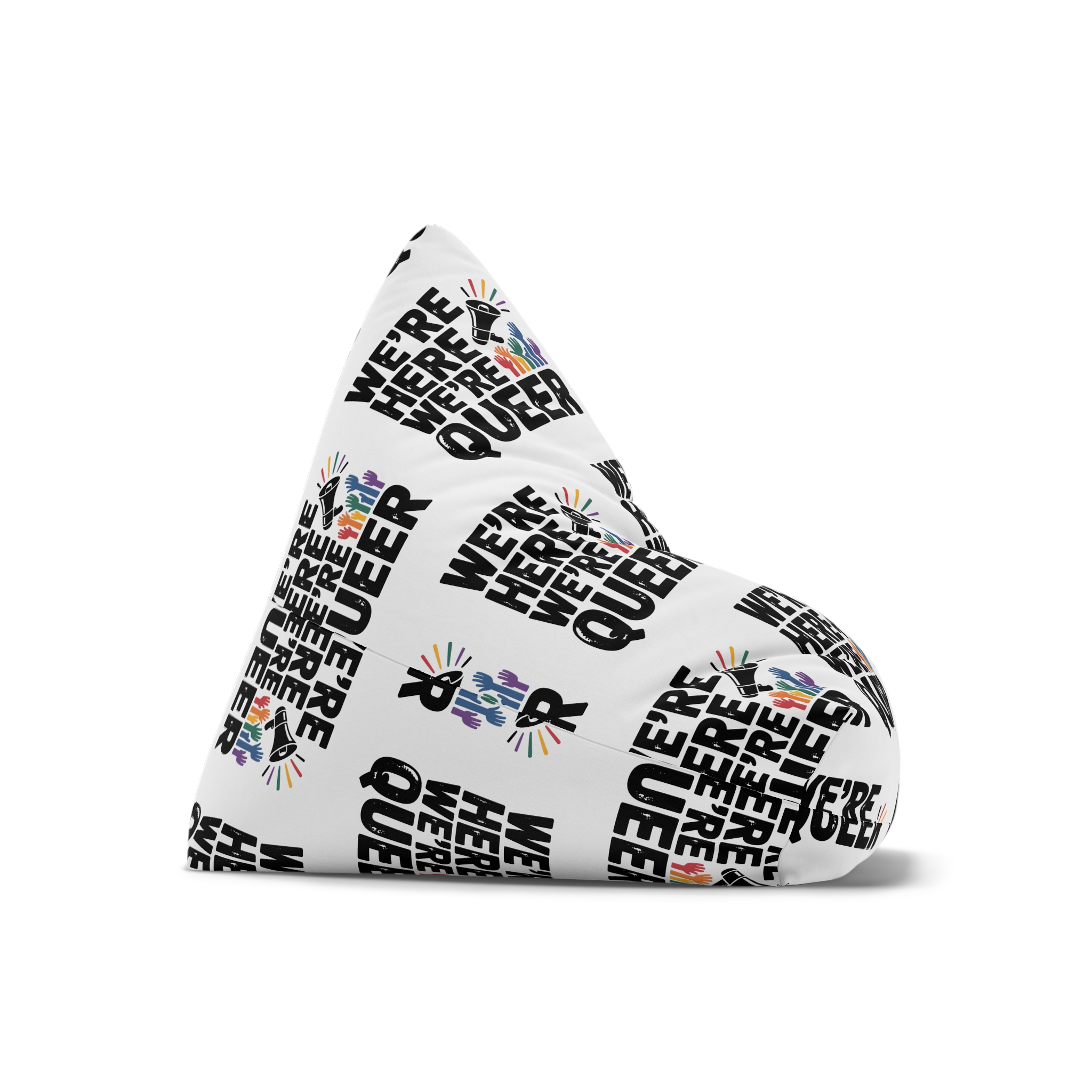 Were Here Were Queer T Shirt Design Isolated White Background Bean Bag Chair Cover - Image 7