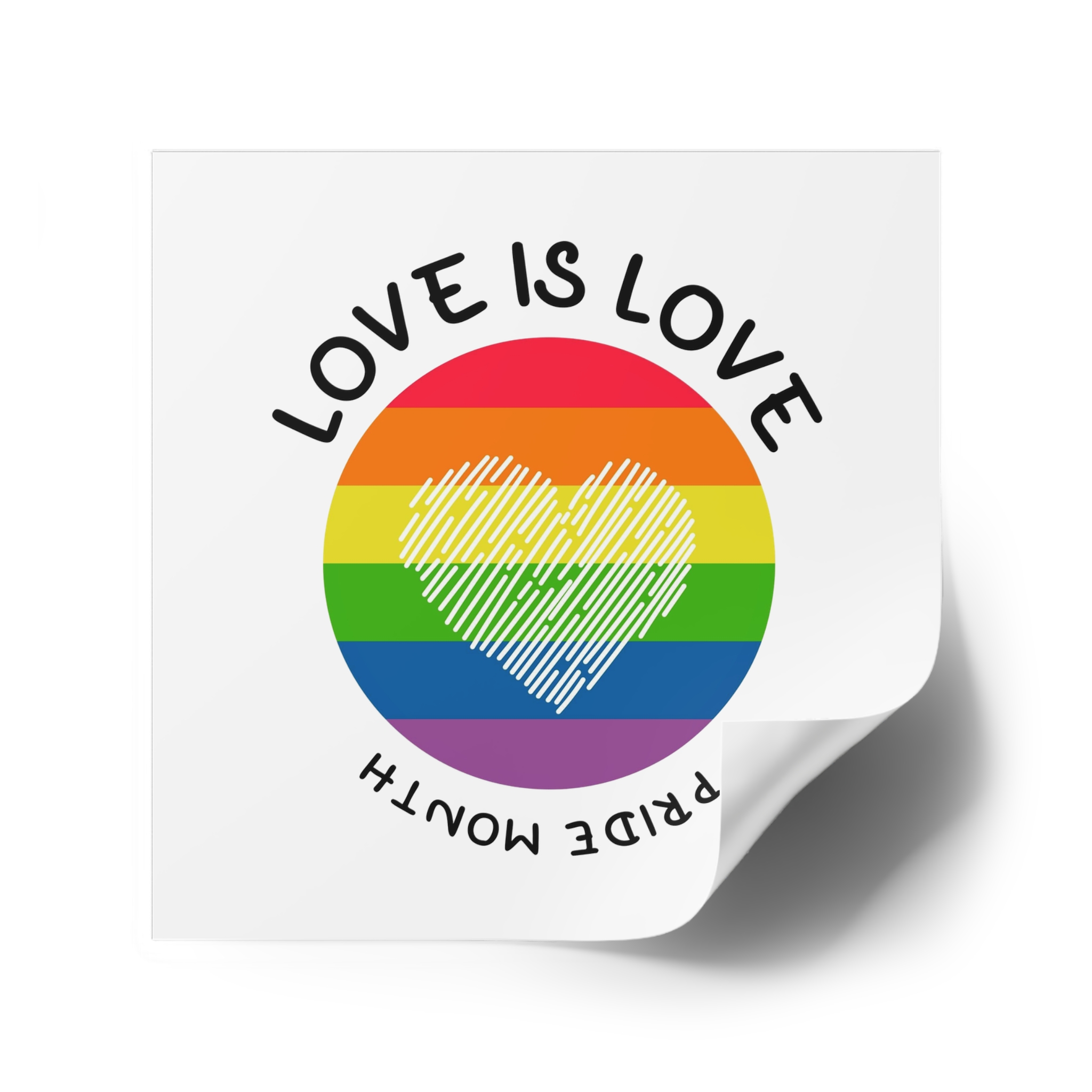 Lgbt Pride Month Love Is Love Lgbtq Symbol With Lgbt Pride Round Rainbow Flag With Heart Gay Pride Laminate Stickers Square - Image 34