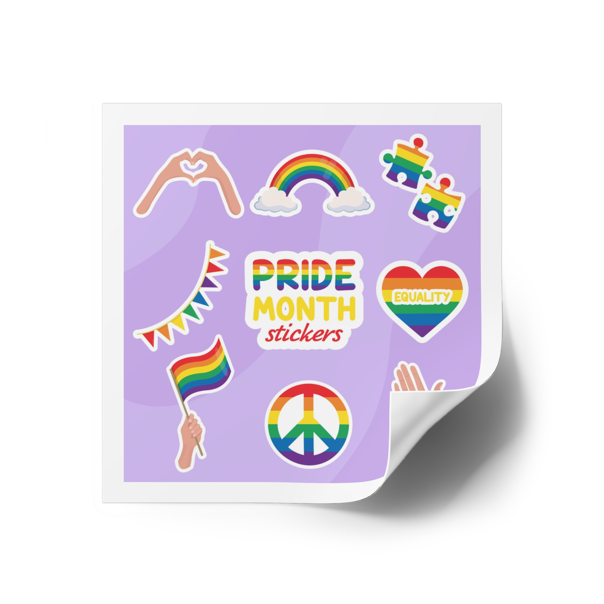 Pride Month Cute Stickers Lgbtq Rainbow Flag Flat Illustrations Laminate Stickers Square - Image 30