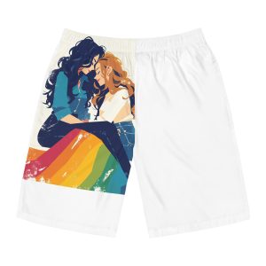Lesbian Unity Strength Art Exhibit Sticker Mens Board Shorts Aop