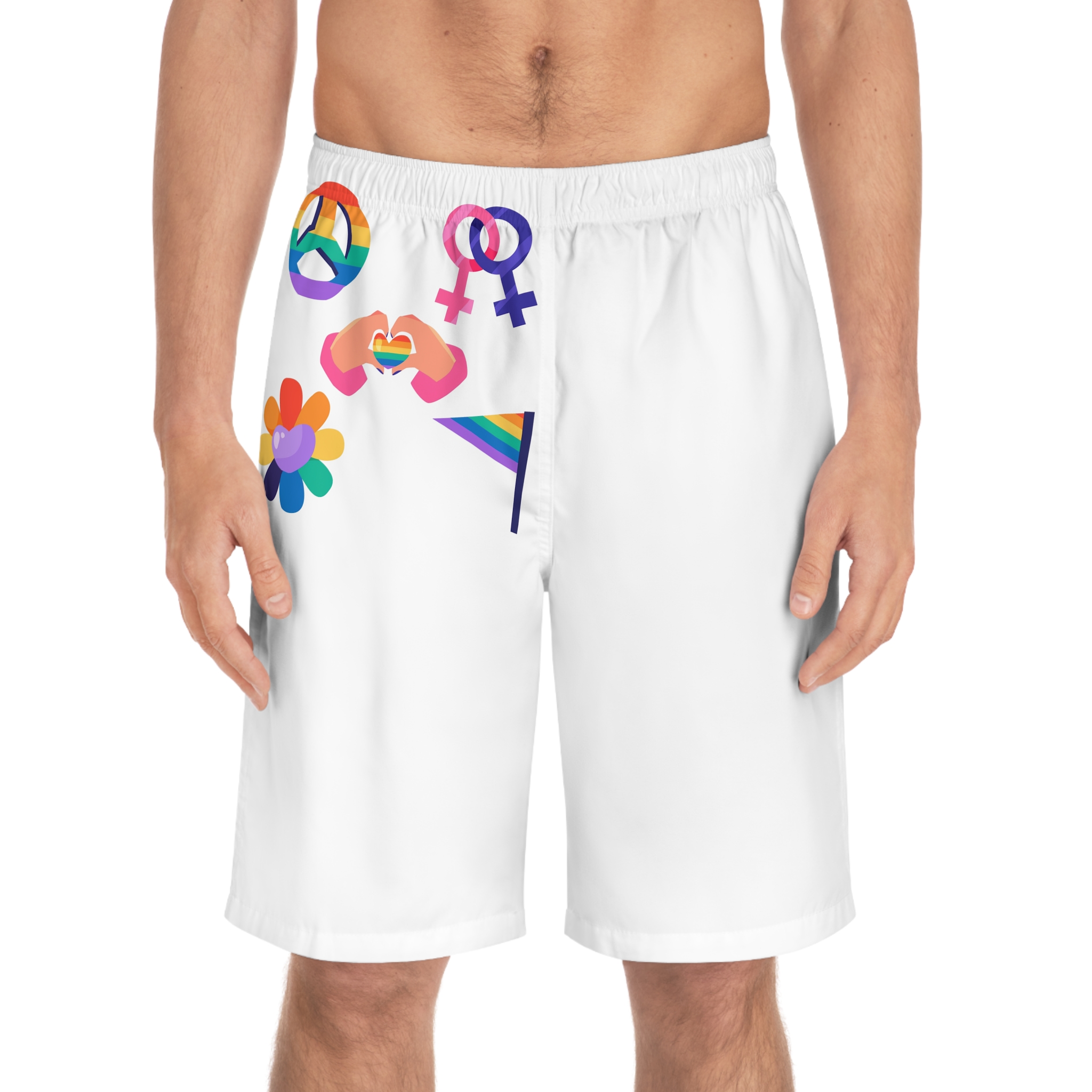 Flat Design Elements Collection Pride Month Celebration(1) Mens Board Shorts Aop - Image 3