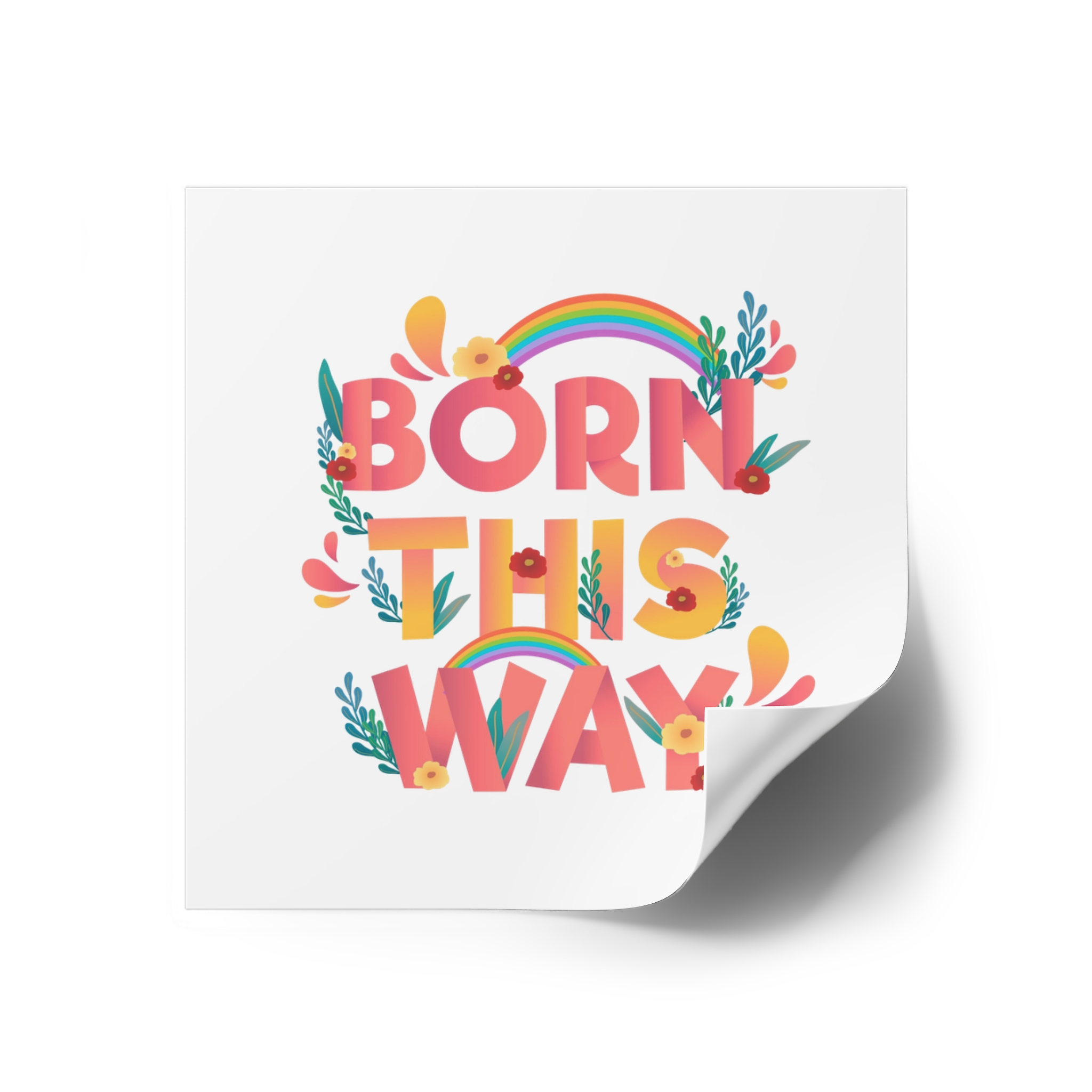 Pride Day Positive Lettering Design Laminate Stickers Square - Image 18