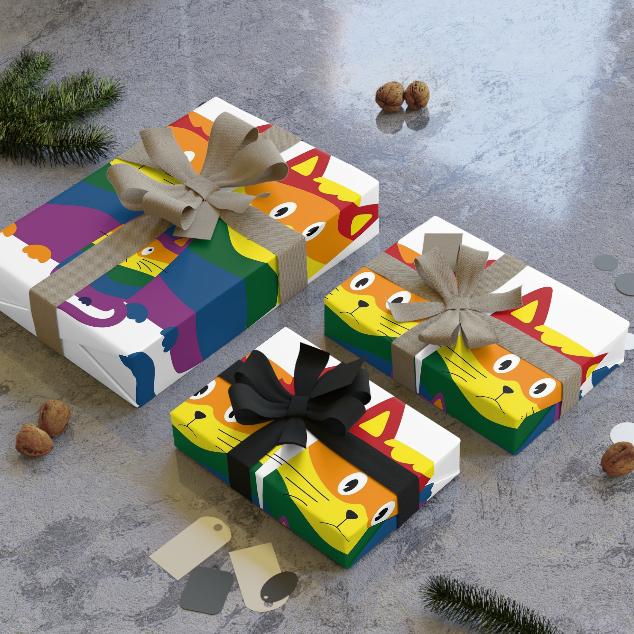 Lgbt Cats Samesex Love Like Everyone Else Cute Cartoon Cats Vector Copyspace Gift Wrapping Paper Rolls 1pc - Image 4