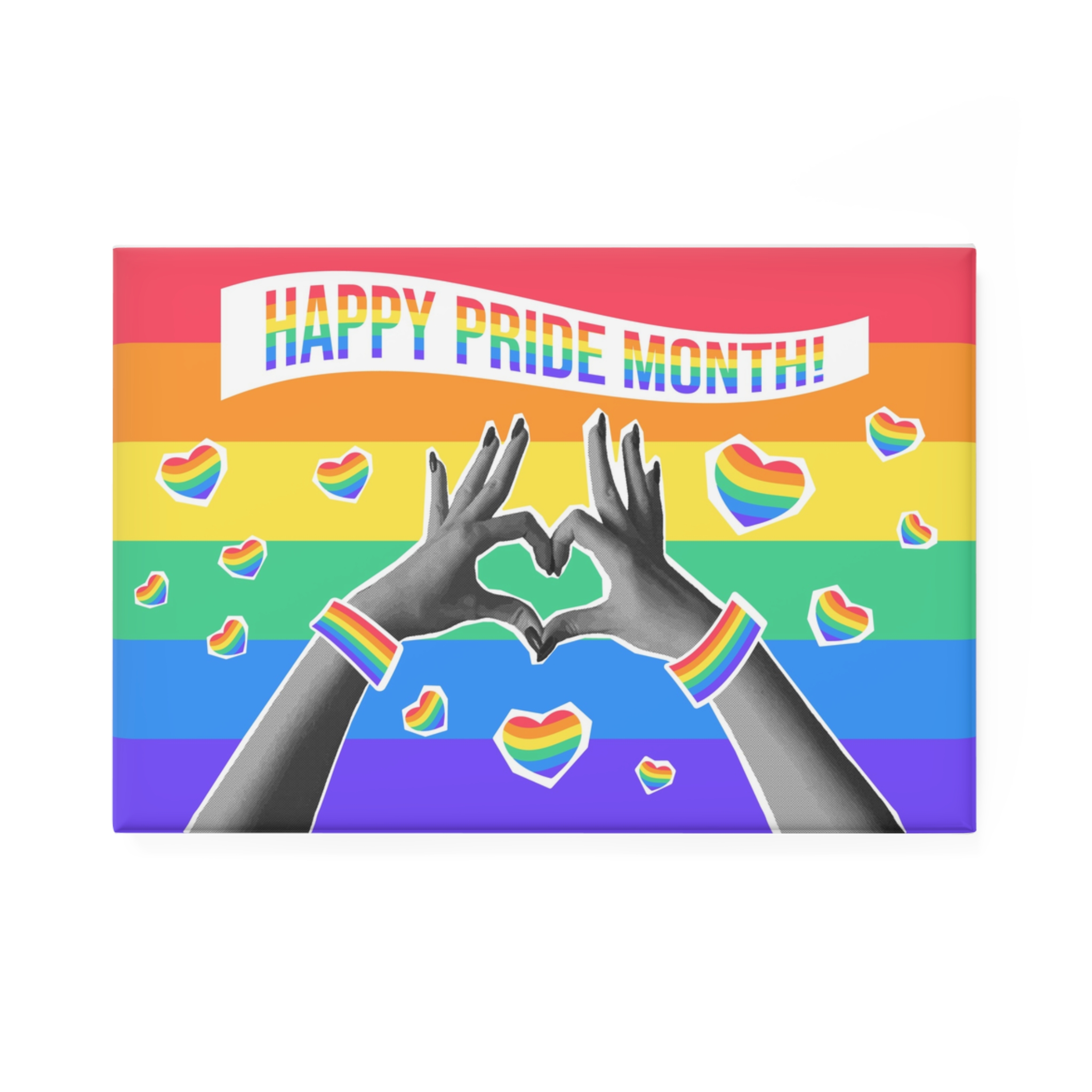 Lgbtq Pride Month Card Y2k Style Trendy Retro Collage Halftone Hands Button Magnet Rectangle 1 And 10 Pcs