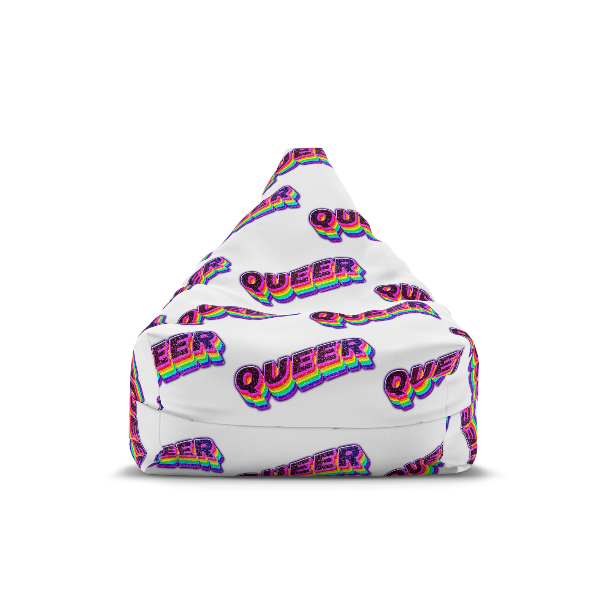 Queer Png Word Rainbow Typography Bean Bag Chair Cover