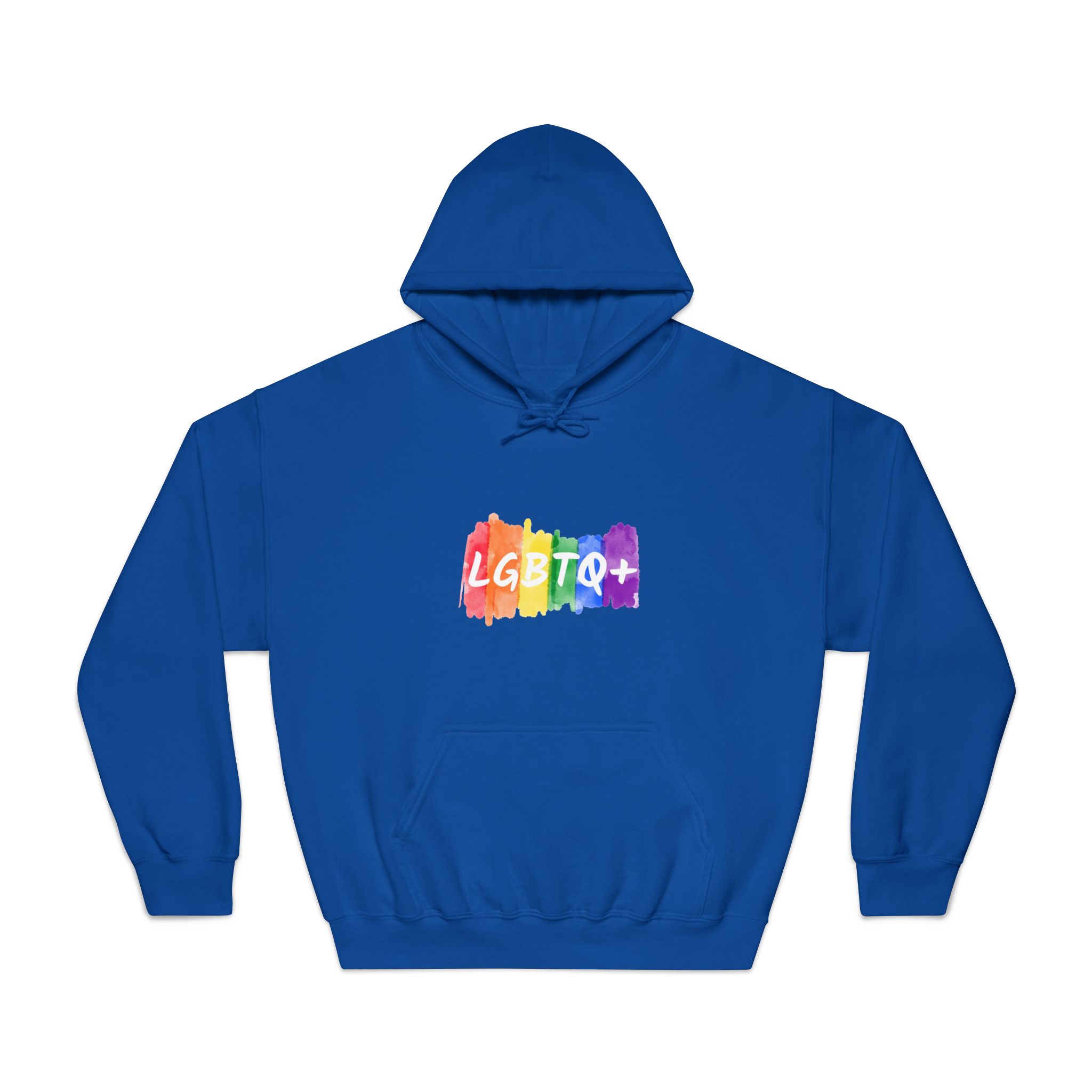 Lgbtq Logo Lettering Text Vector Rainbow Watercolor Paint Textured Colorful Stripes Unisex Dryblend Hooded Sweatshirt - Image 25