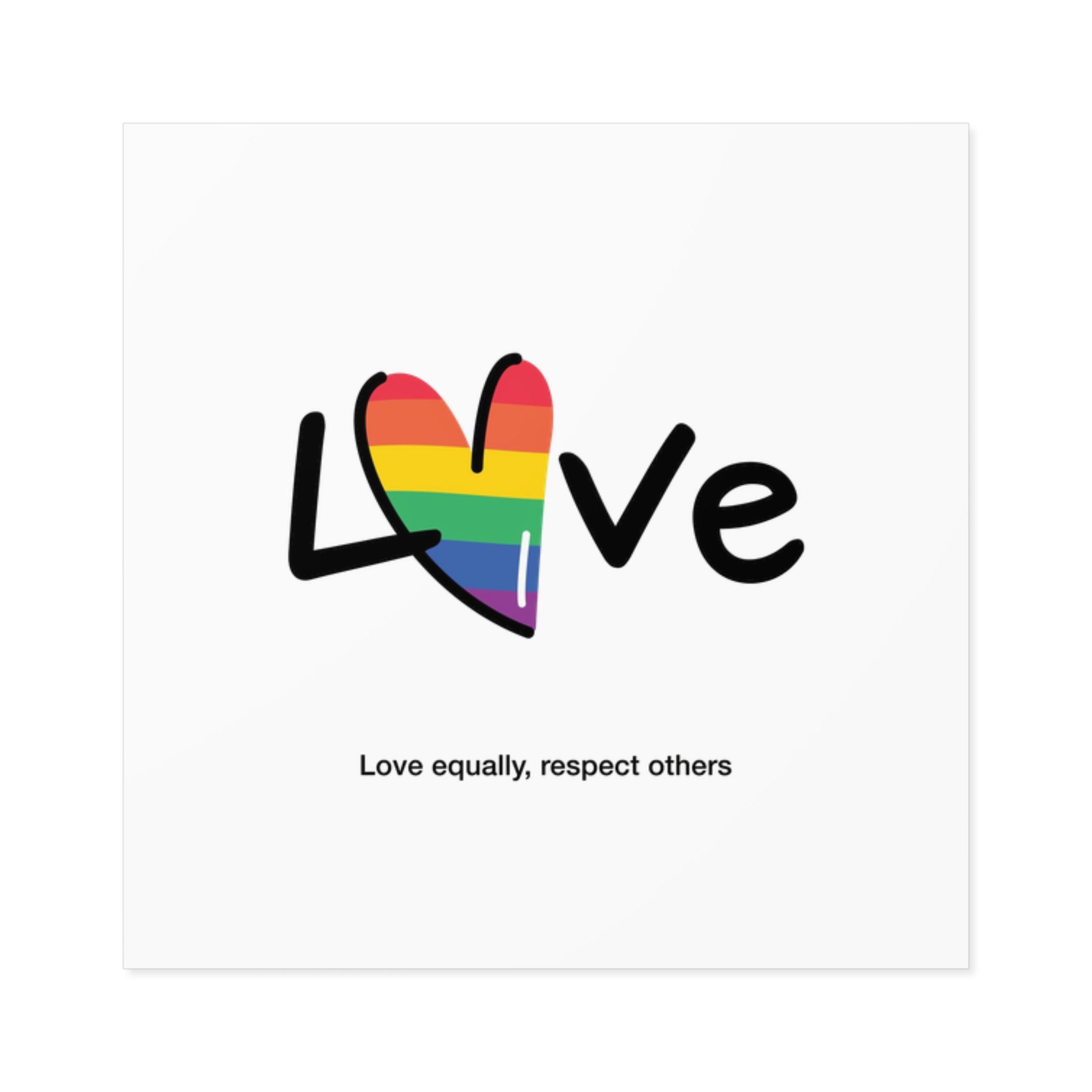 Love Letter Pride Rainbow Lettering Text Writing Pattern Freedom Love Heart Homo Colors Flag Parade(1) (1) Laminate Stickers Square