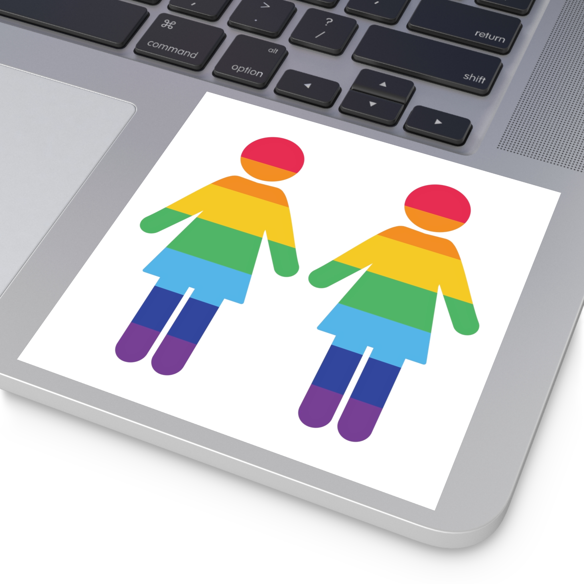Lgbt Pride Two Lesbians Vector Icon Rainbow Colors Vector Illustration Laminate Stickers Square - Image 47