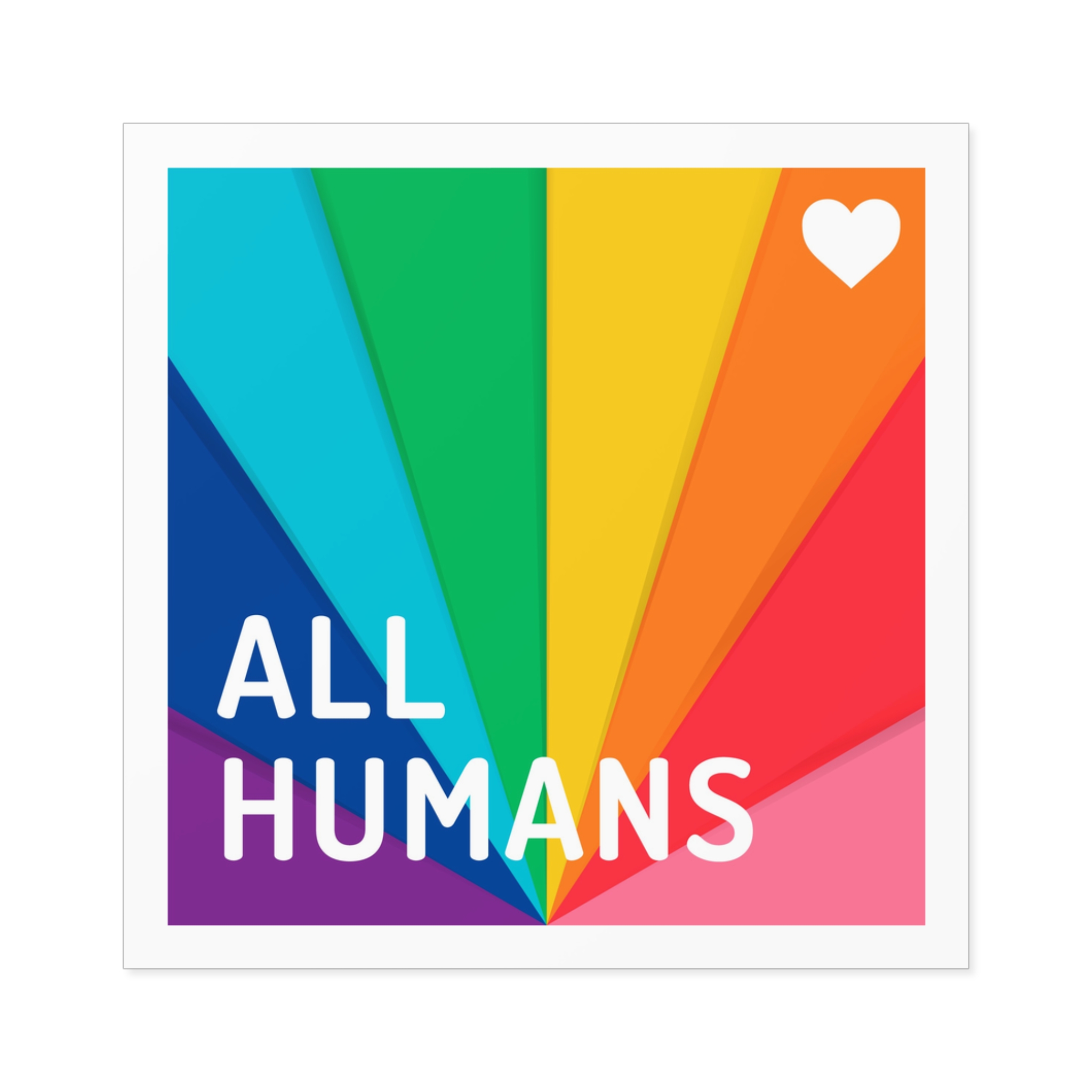 Rainbow Colored Background With All Humans Concept Pride Month Laminate Stickers Square - Image 25