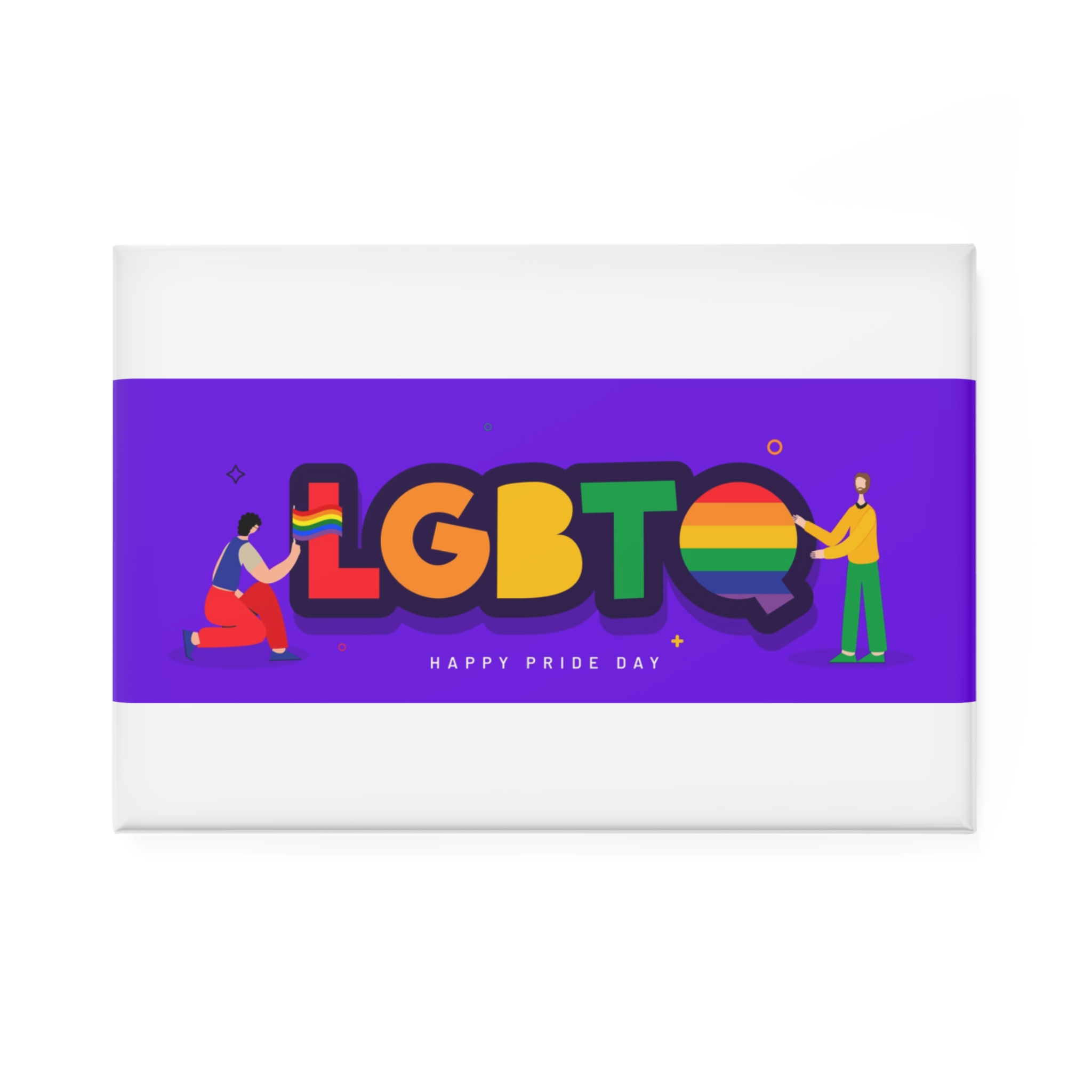 Lgbtq Community Banner Design With Illustration Gay Couple Button Magnet Rectangle 1 And 10 Pcs