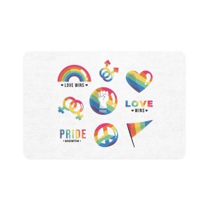 Flat Lgbt Pride Month Symbols Collection Pet Food Mat 12x18