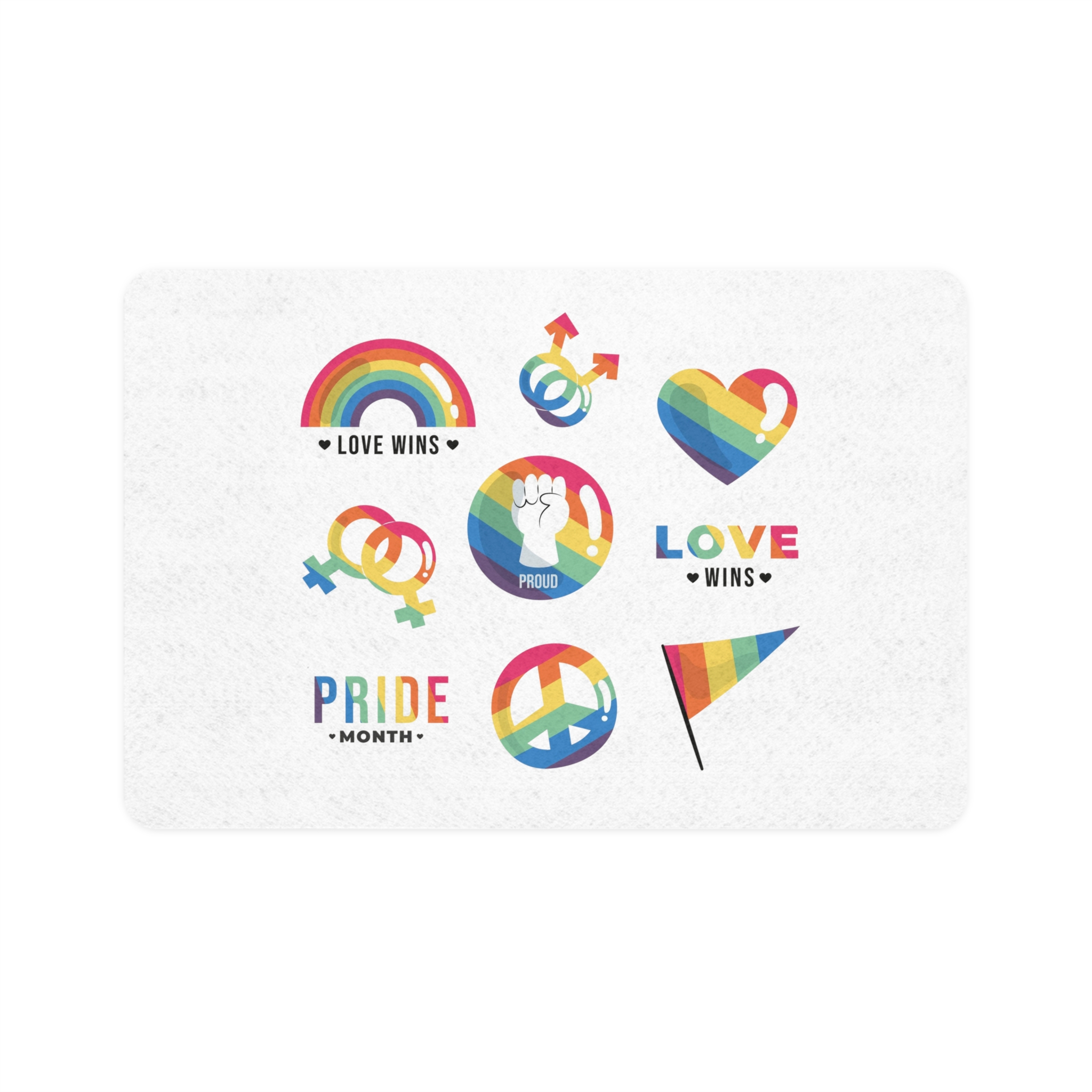 Flat Lgbt Pride Month Symbols Collection Pet Food Mat 12x18