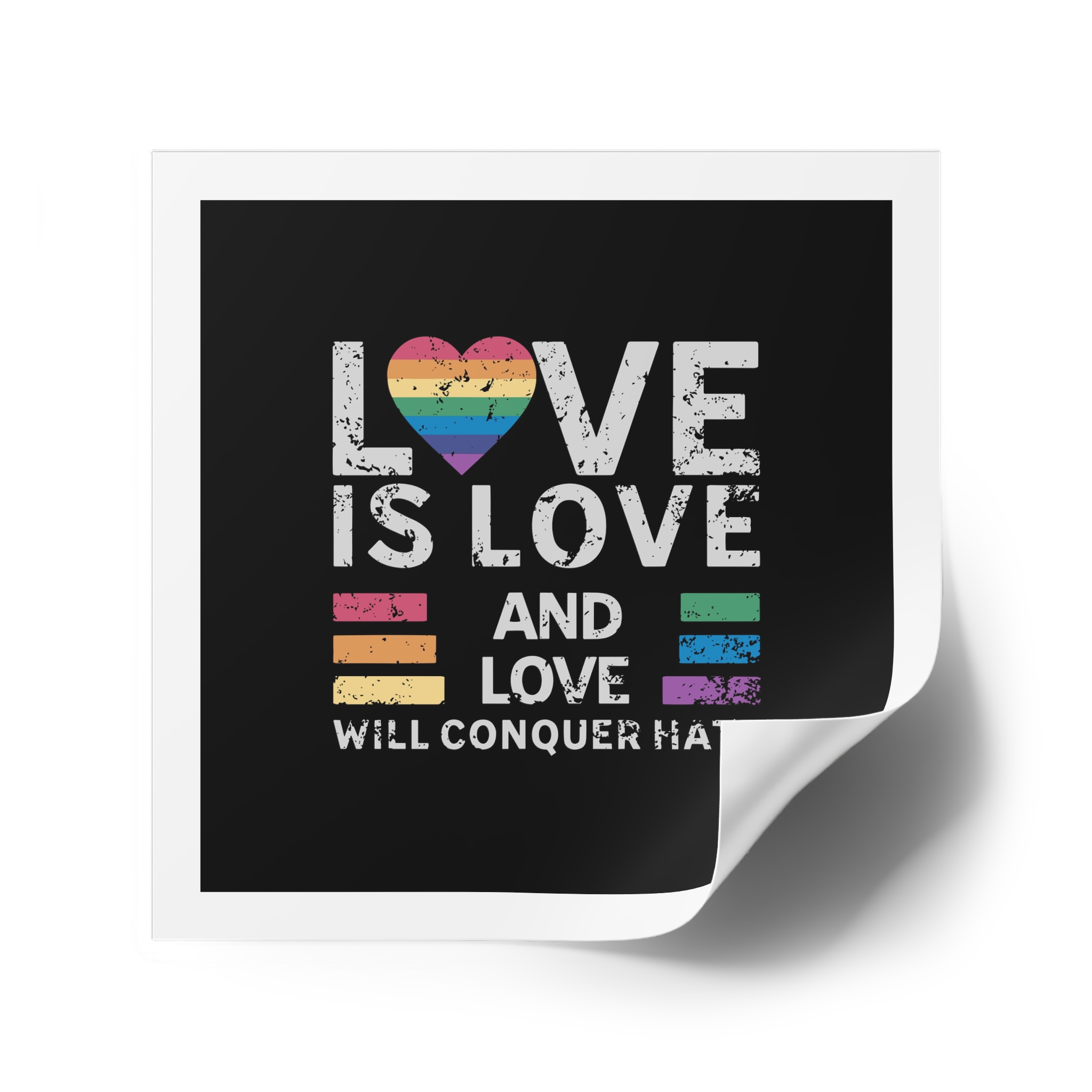 Love Is Love and Love Will Conquer Hate Laminate Stickers Square - Image 34