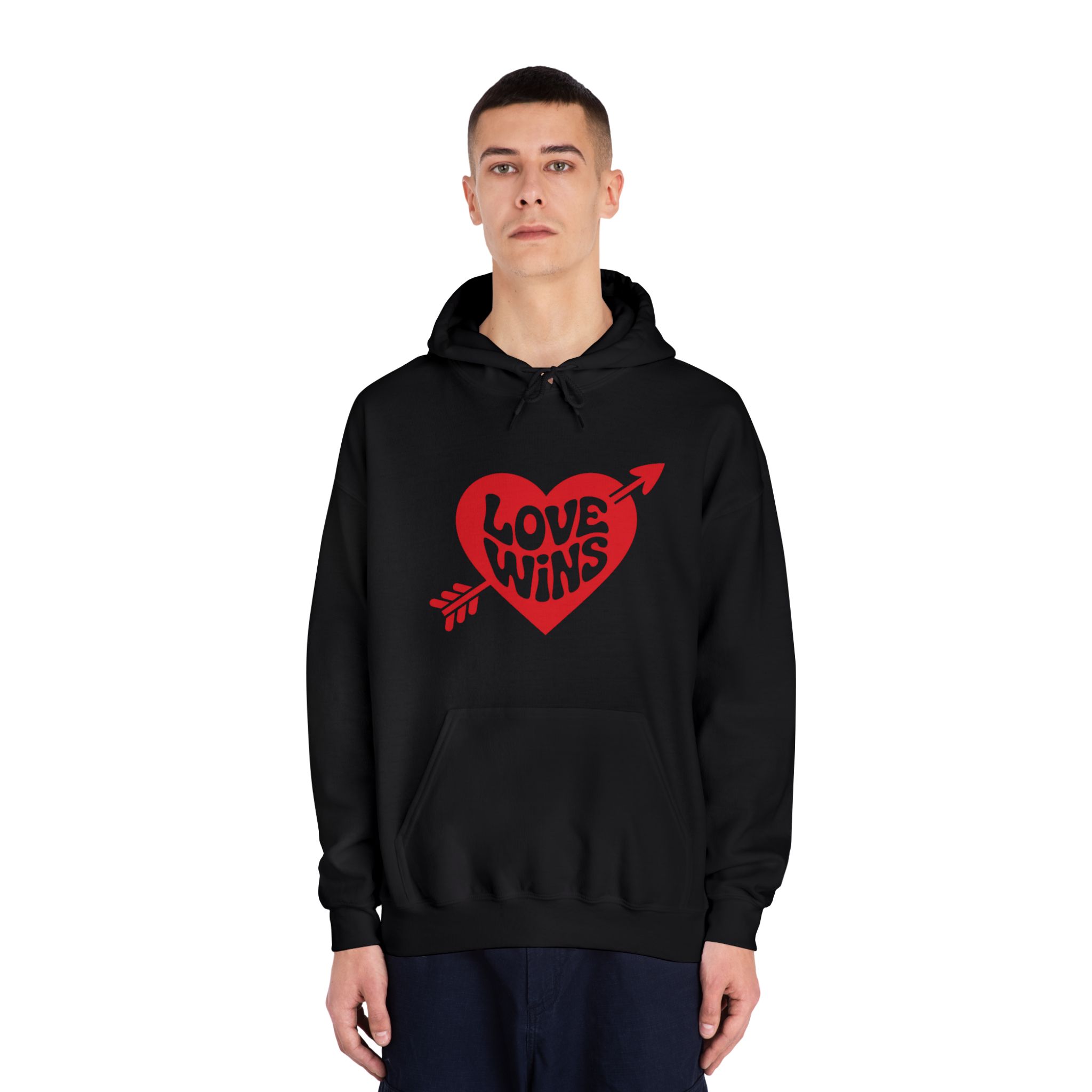Love Wins Inscription Red Heart Pierced With Cupid39s Arrow Transparent Background Unisex Dryblend Hooded Sweatshirt - Image 11