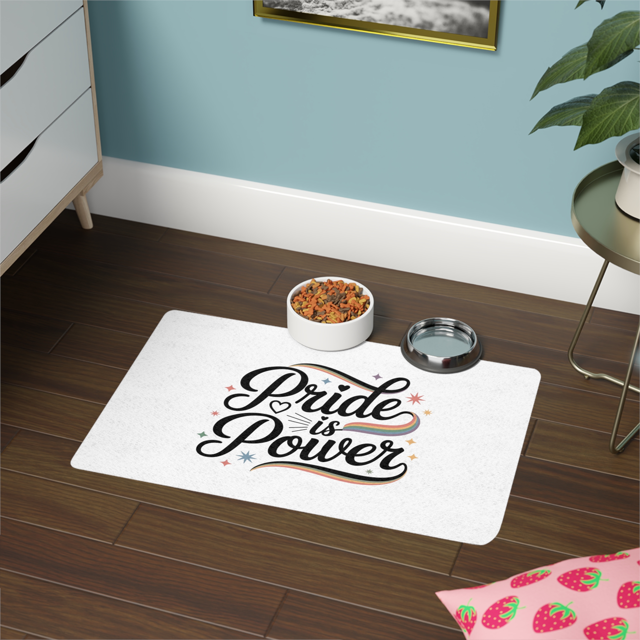 Pride Is Power T Shirt Design Isolated White Background Pet Food Mat 12x18 - Image 4