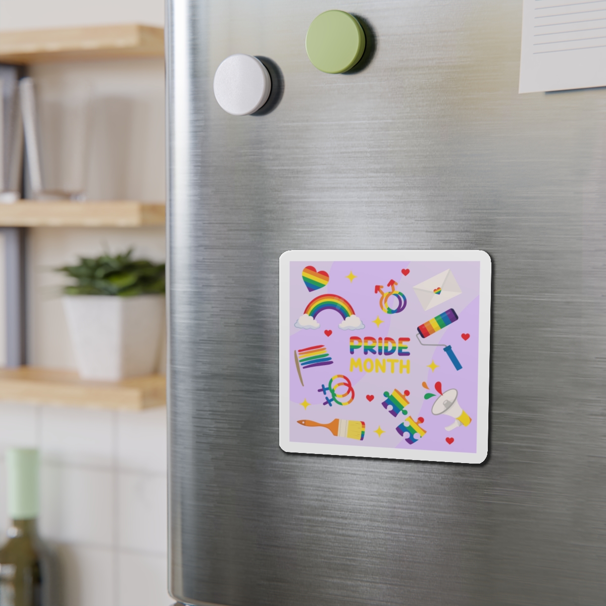 Pride Month Lgbtq Symbol Rainbow Colors Cute Elements Set Die Cut Magnets - Image 9