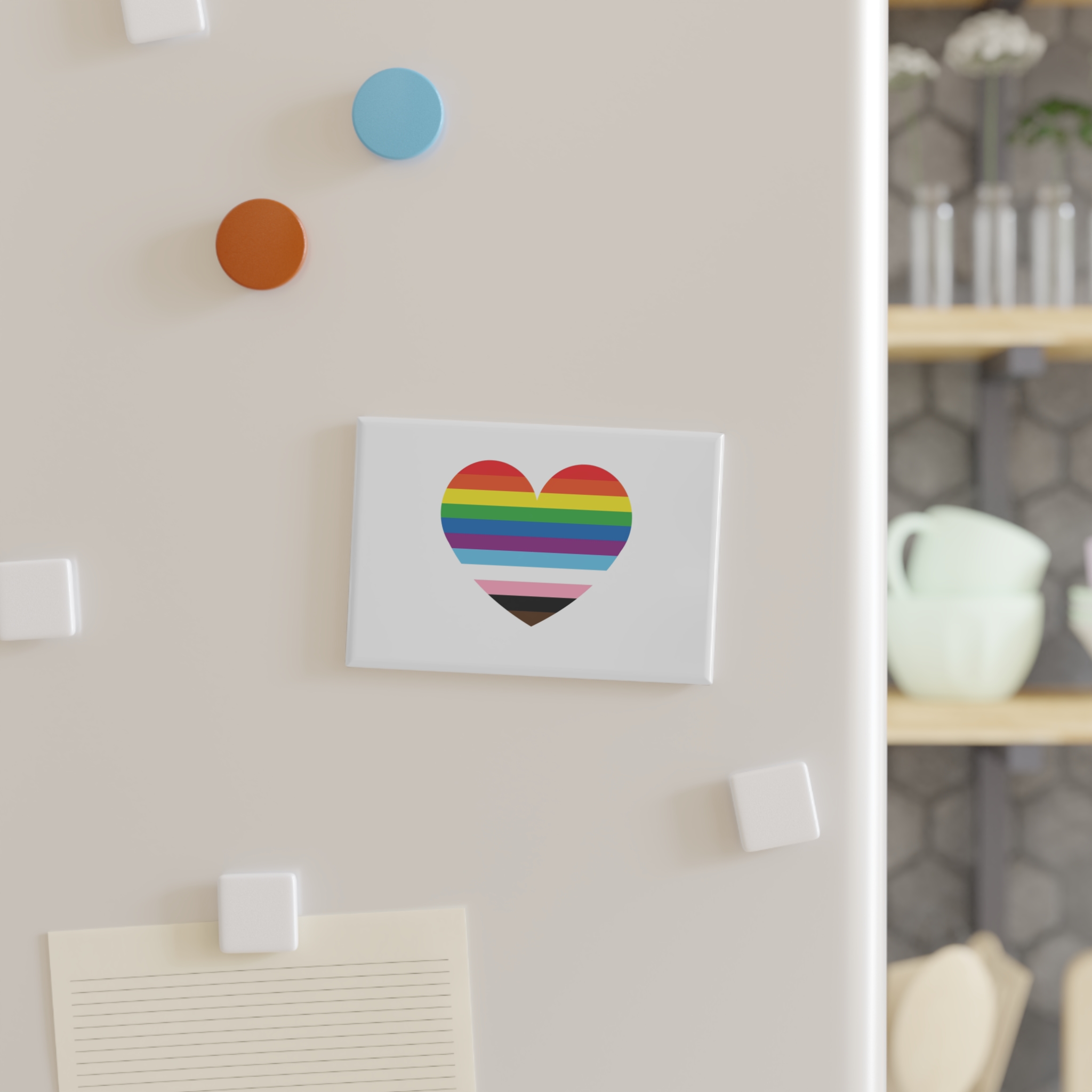 Progress Pride Flag Heart Symbol Love Inclusion1 Button Magnet Rectangle 1 And 10 Pcs - Image 3