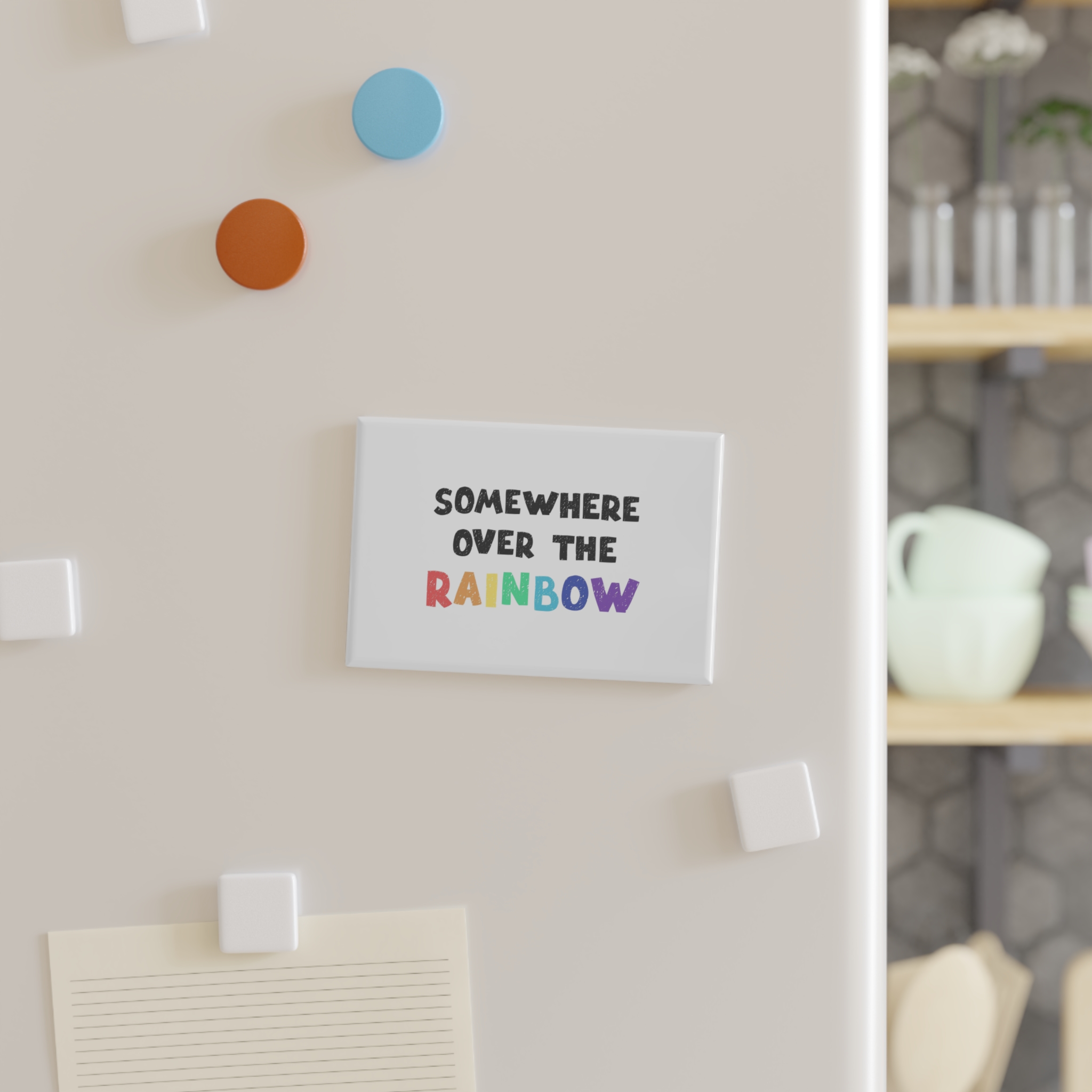 Vector Illustration With Hand Drawn Lettering Rainbow Button Magnet Rectangle 1 And 10 Pcs - Image 3