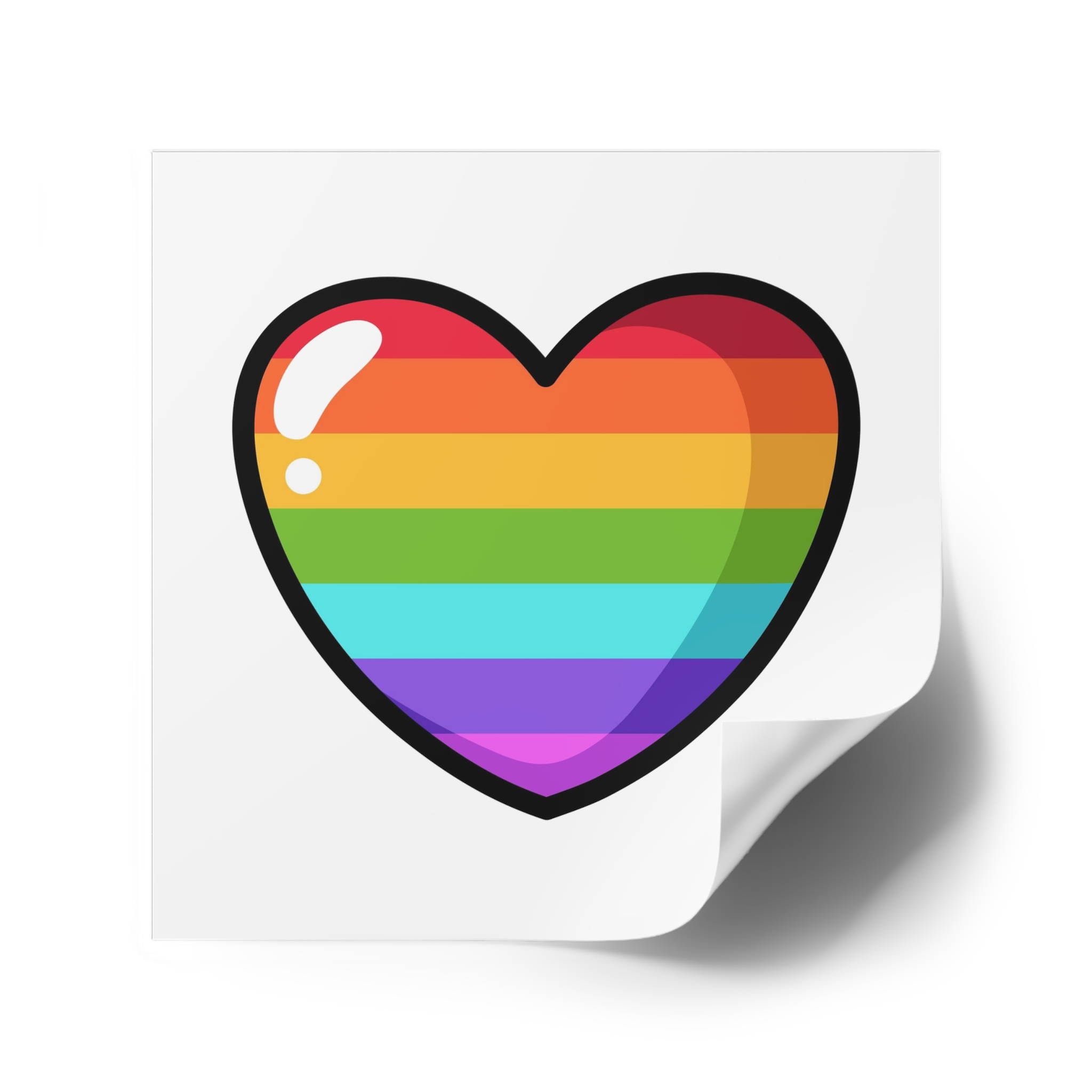 Pride Heart Cartoon Style Laminate Stickers Square - Image 34