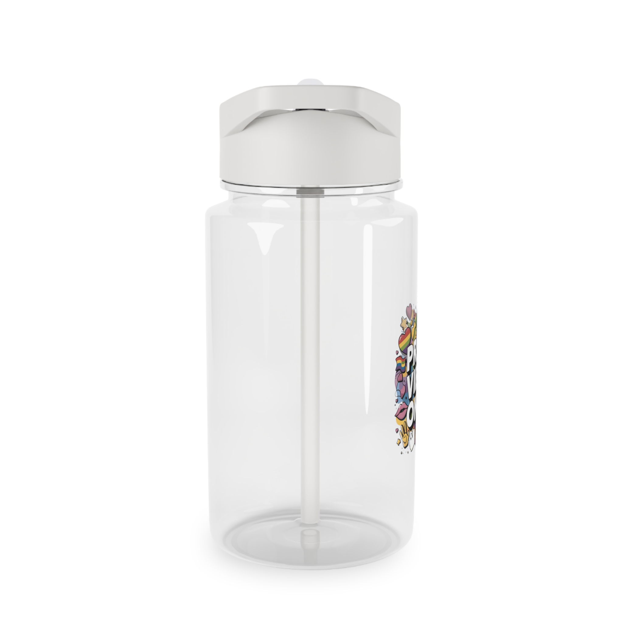 Pride Vibes Only T Shirt Design Isolated White Background Tritan Water Bottle - Image 4