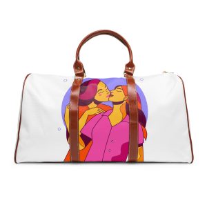Cartoon Lesbian Kiss Illustration Waterproof Travel Bag
