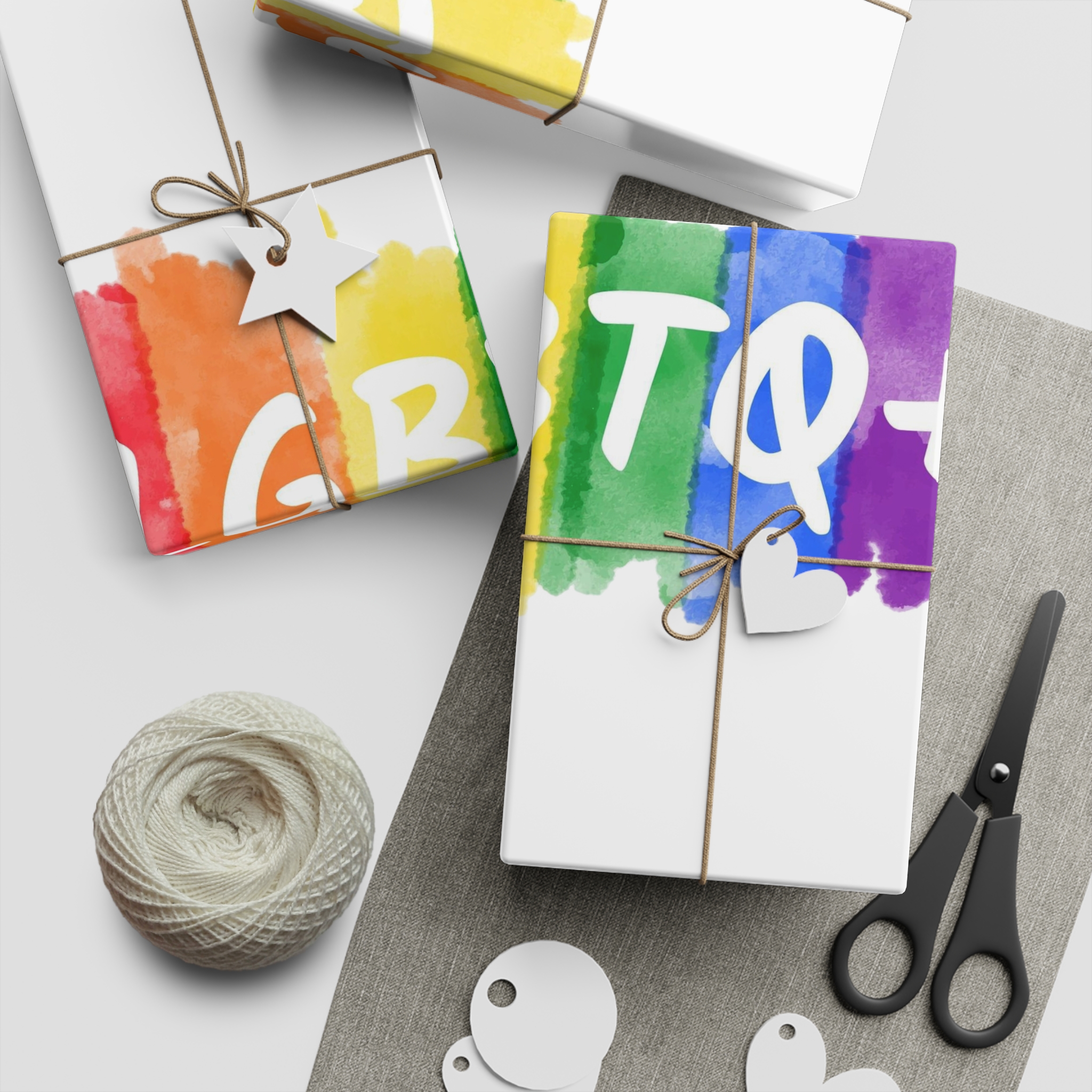 Lgbtq Logo Lettering Text Vector Rainbow Watercolor Paint Textured Colorful Stripes Gift Wrapping Paper Sheets 1pc - Image 2