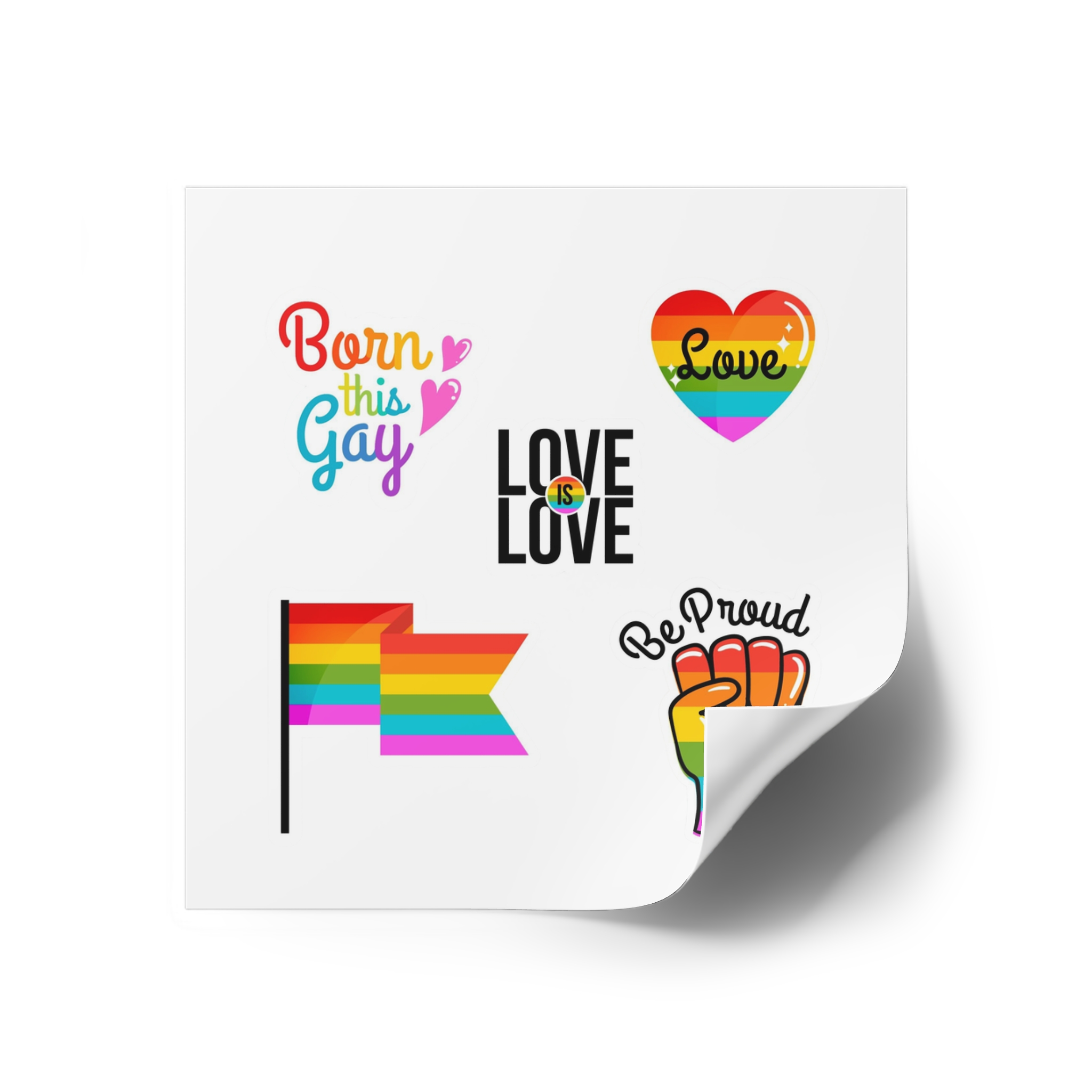 Pride Day Badges With Flag Collection Laminate Stickers Square - Image 18
