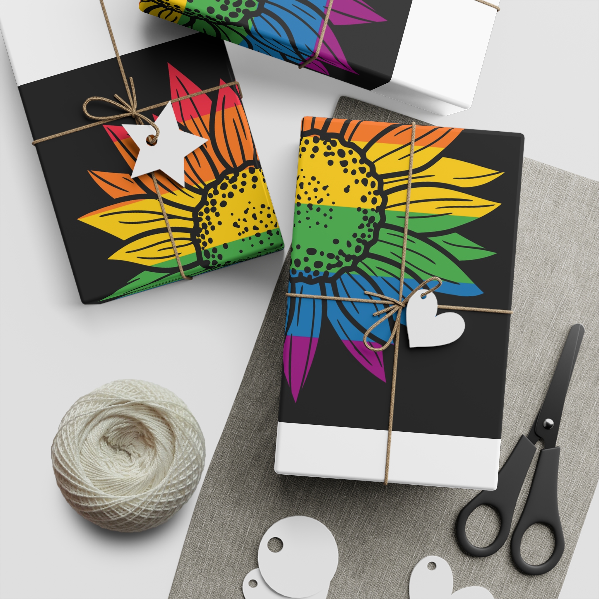 Sunflower Pride Rainbow Premium Vector T Shirt(1) Gift Wrapping Paper Sheets 1pc - Image 2