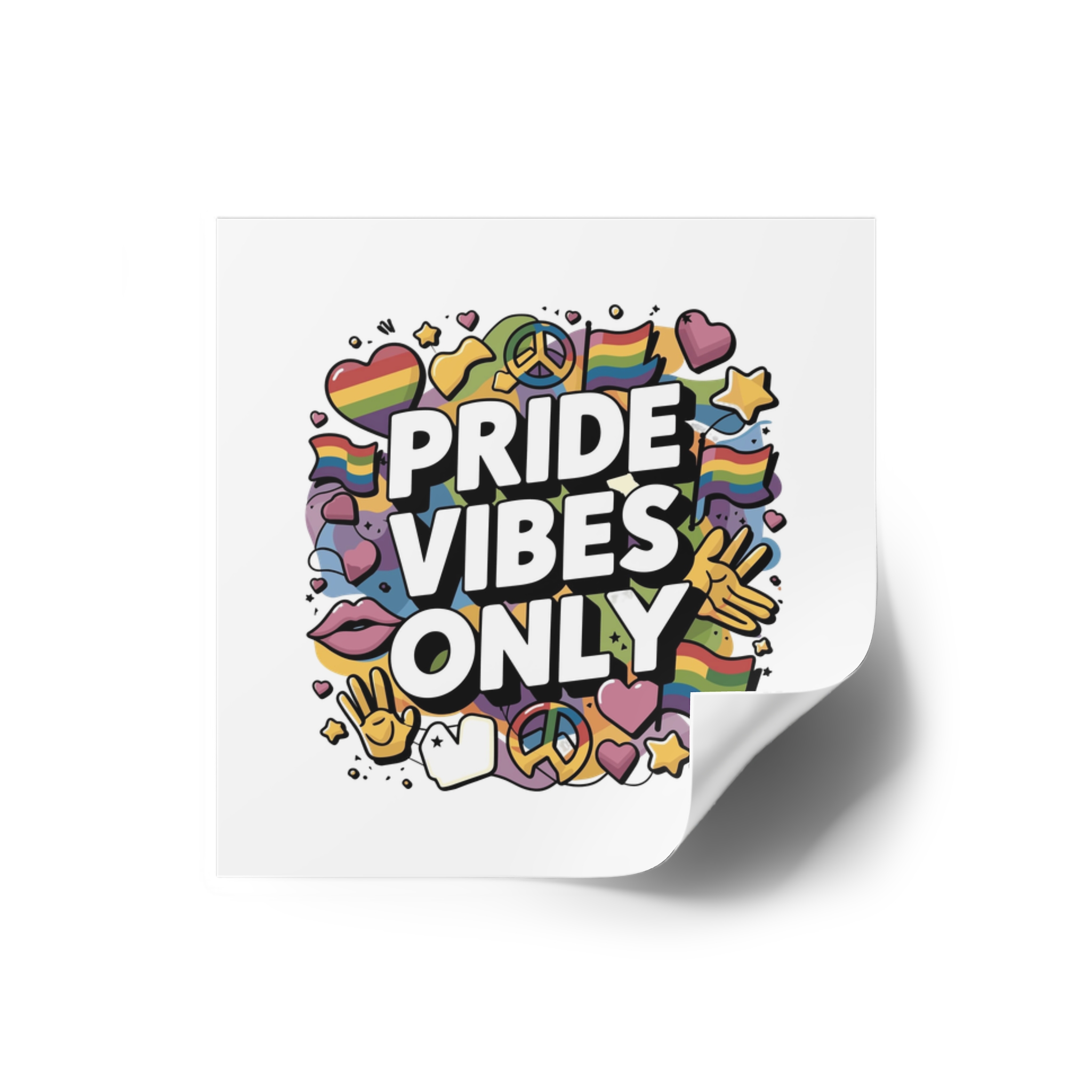 Pride Vibes Only T Shirt Design Isolated White Background Laminate Stickers Square - Image 2