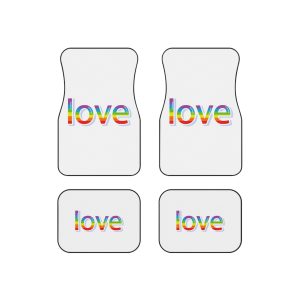 Word Love Rainbow Beautiful Letters Sticker Word Love Light Background Car Mats Set Of 4