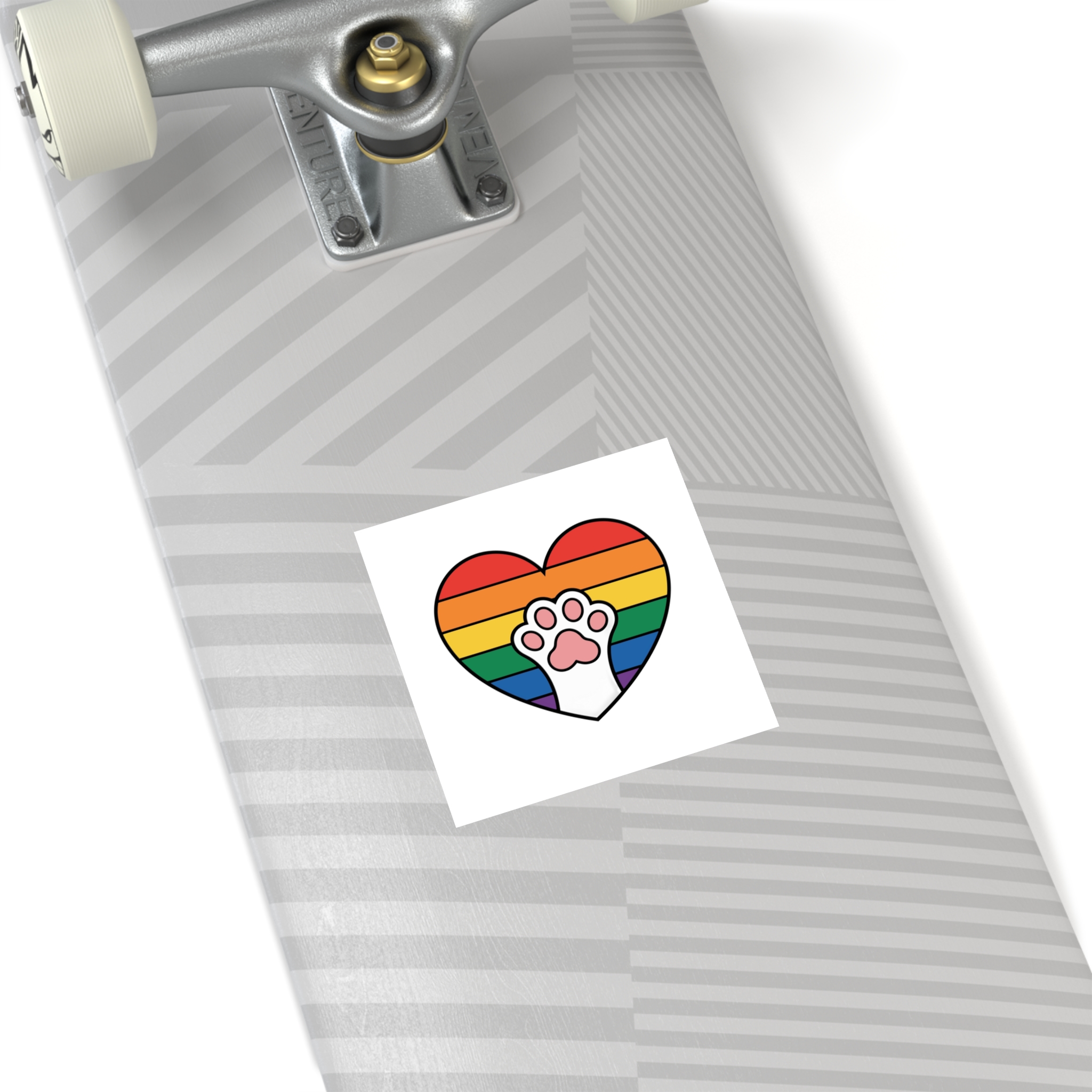Rainbow Heart With Cute Cat Paw Pride Illustration Laminate Stickers Square - Image 24