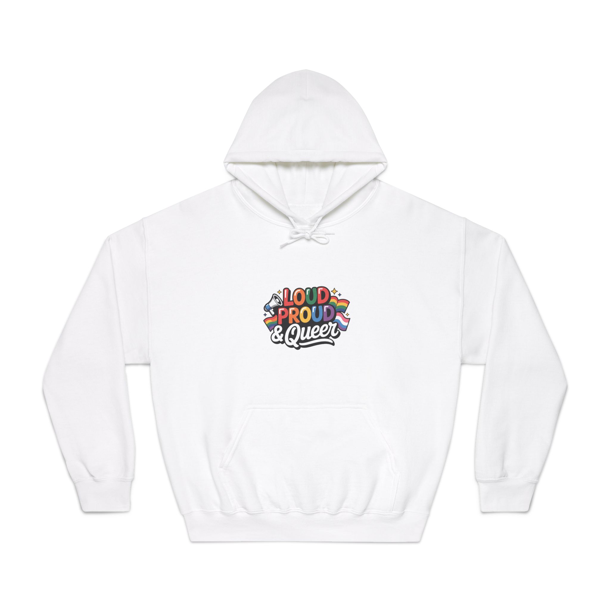Loud Proud Queer T Shirt Design Isolated White Background 3 Unisex Dryblend Hooded Sweatshirt