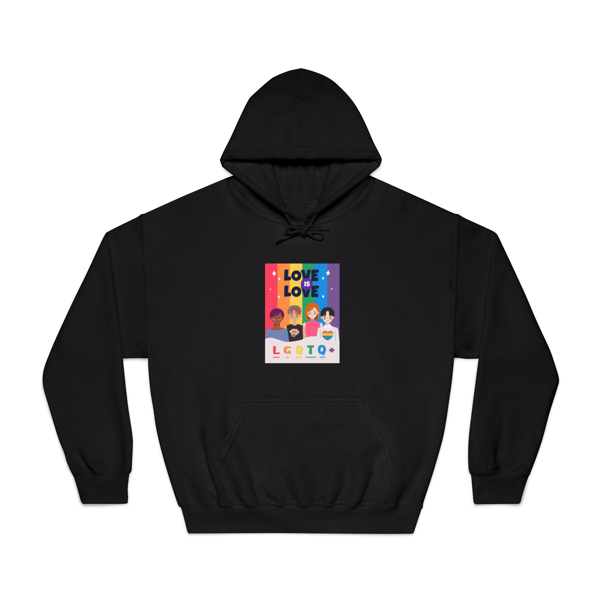 Lgbtq Pride Month Poster Vector With Diverse Characters Rainbow Celebrate Love Inclusivity Unisex Dryblend Hooded Sweatshirt - Image 9