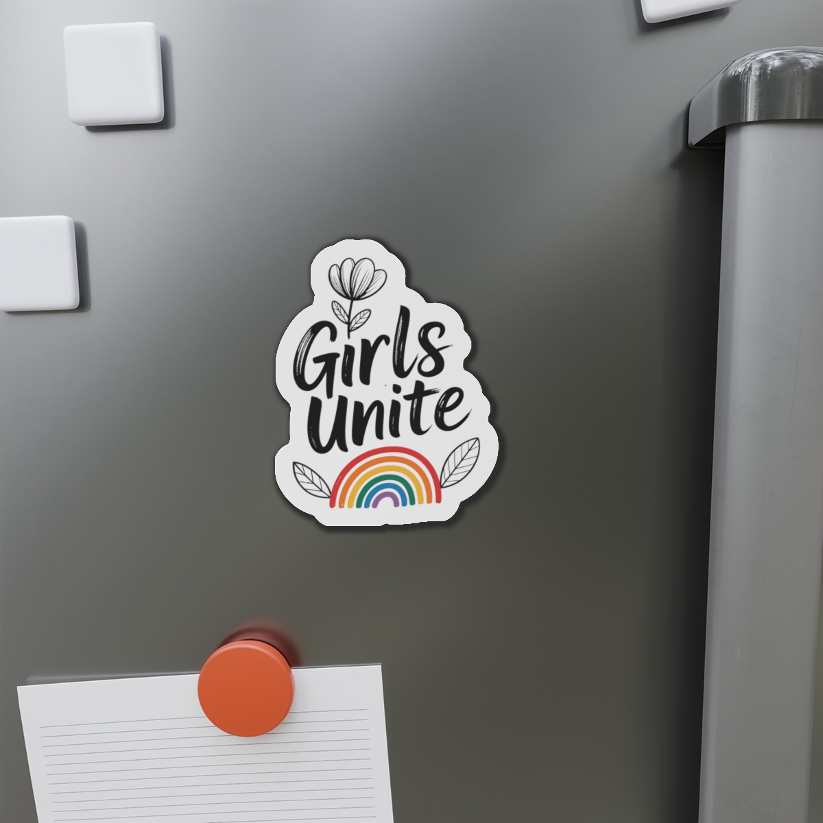 Empowering Girls Unite Slogan With Rainbow Floral Accents Die Cut Magnets - Image 11