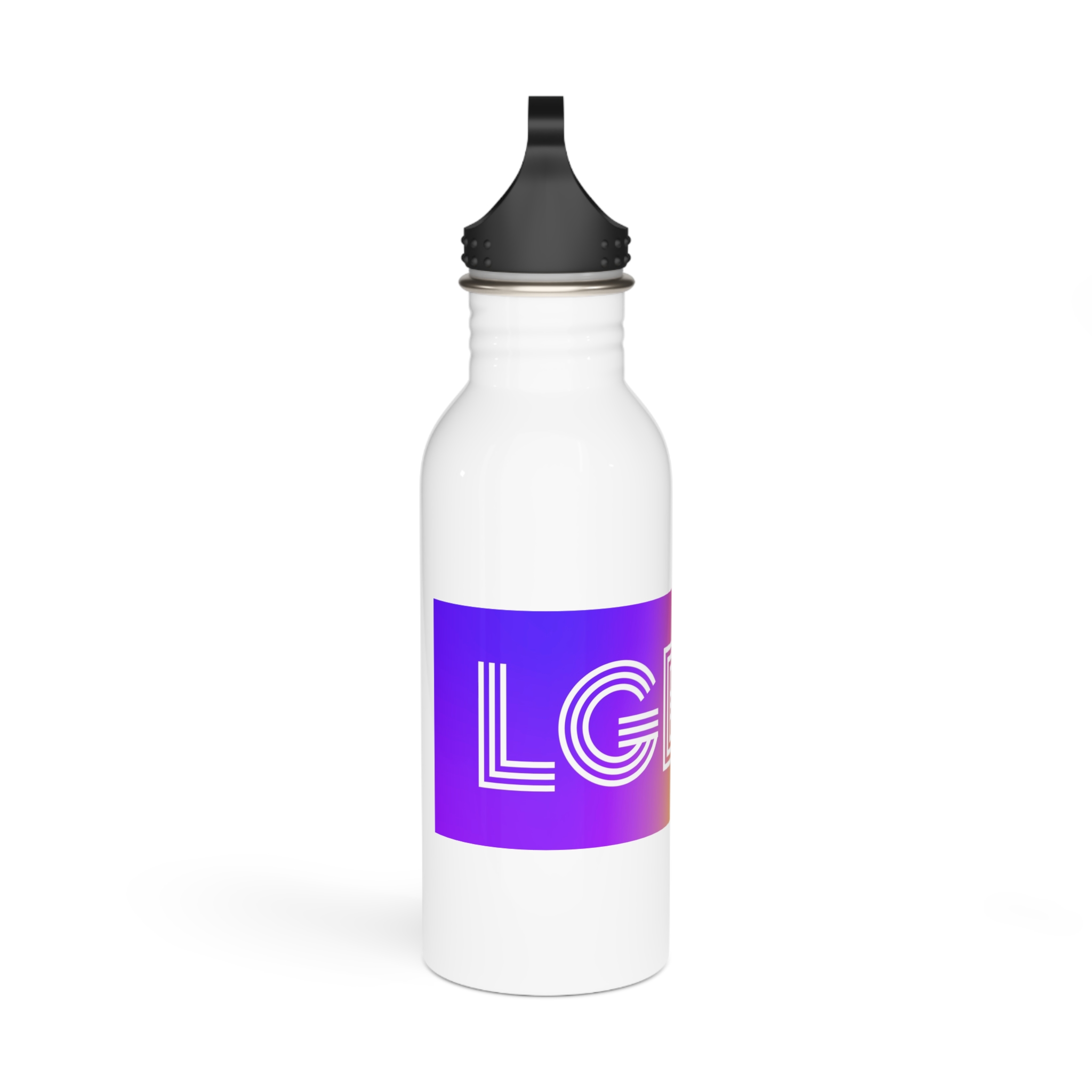 Lgbtq Typography With Rainbow Gradient Background Colorful Vibrant Pride Concept Poster Banner Stainless Steel Water Bottle - Image 2