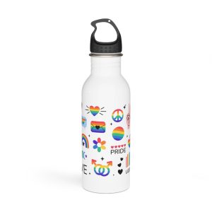 Lgbt Stickers Pack Doodle Style Lgbtq Set Lgbt Pride Community Symbols Rainbow Colored Element Stainless Steel Water Bottle
