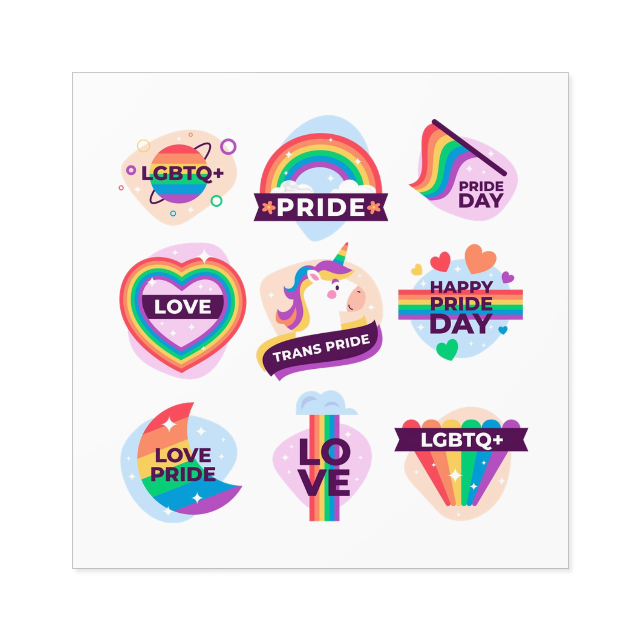Labels Design Pride Day Event Laminate Stickers Square - Image 17