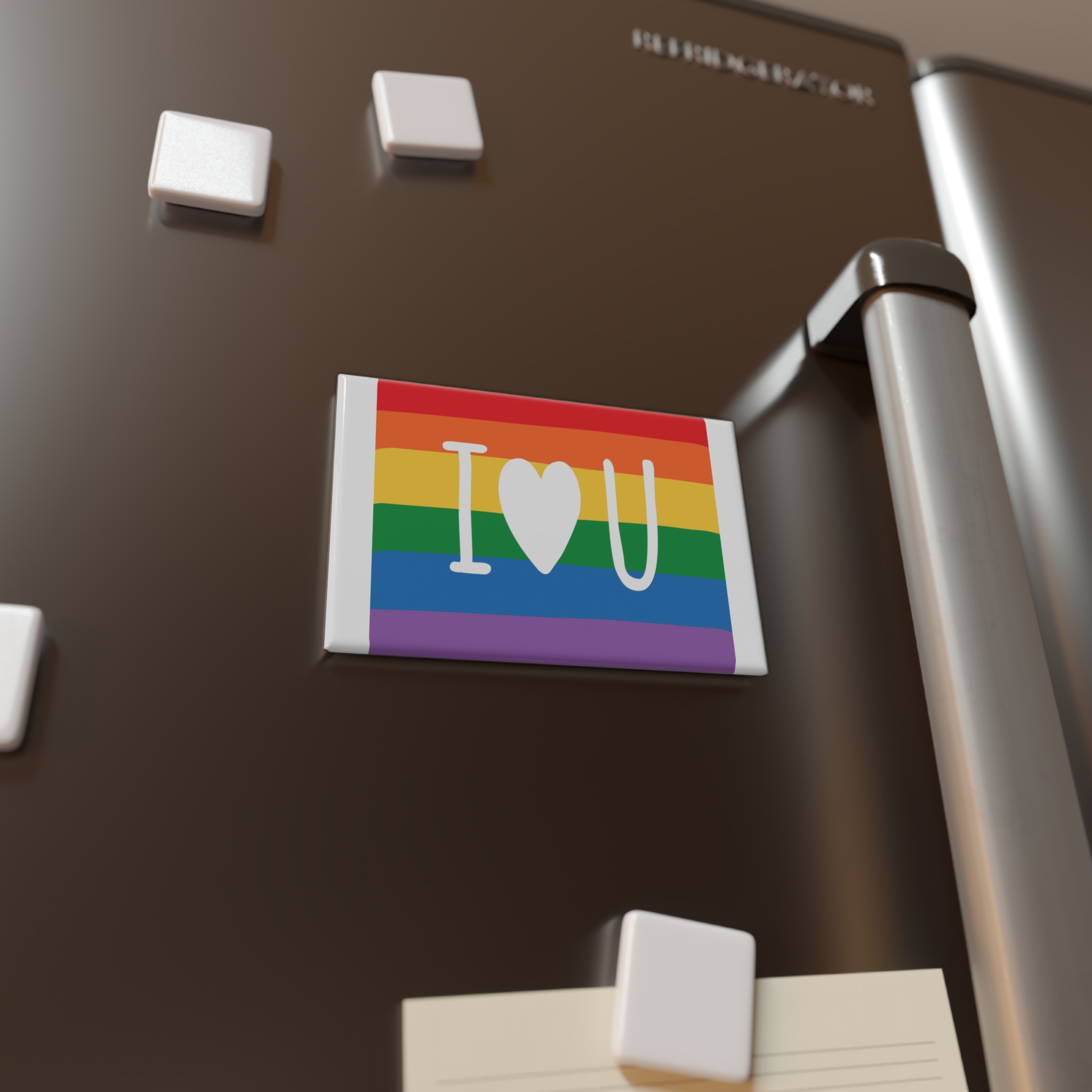 Vibrant Rainbow Flag With I Love You Heart Message Button Magnet Rectangle 1 And 10 Pcs - Image 8