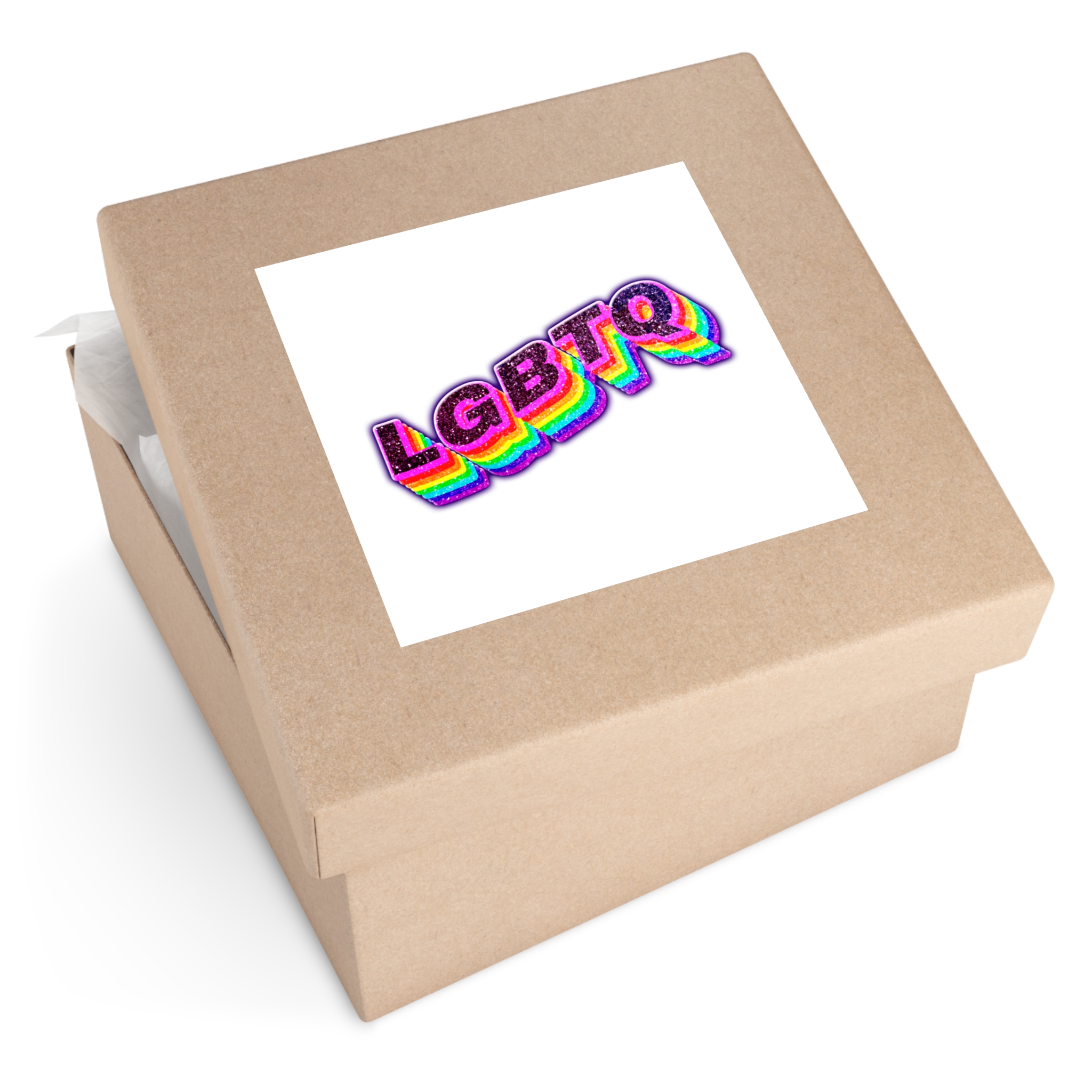 Lgbtq Rainbow 3d Png Typography Laminate Stickers Square - Image 59