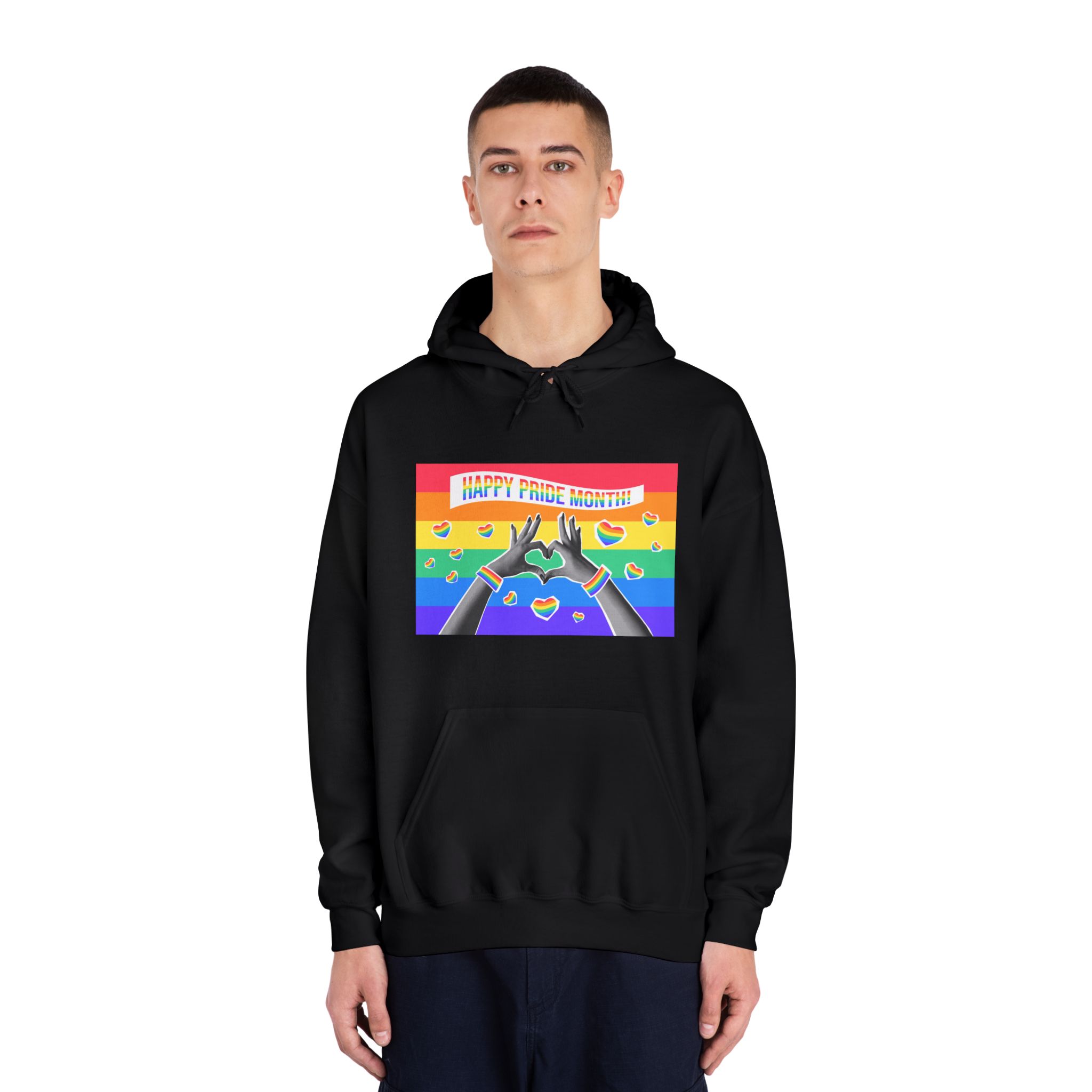 Lgbtq Pride Month Card Y2k Style Trendy Retro Collage Halftone Hands Unisex Dryblend Hooded Sweatshirt - Image 11