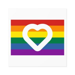 Pride Flag White Heart Shape Icon Inside Vector Illustration Laminate Stickers Square