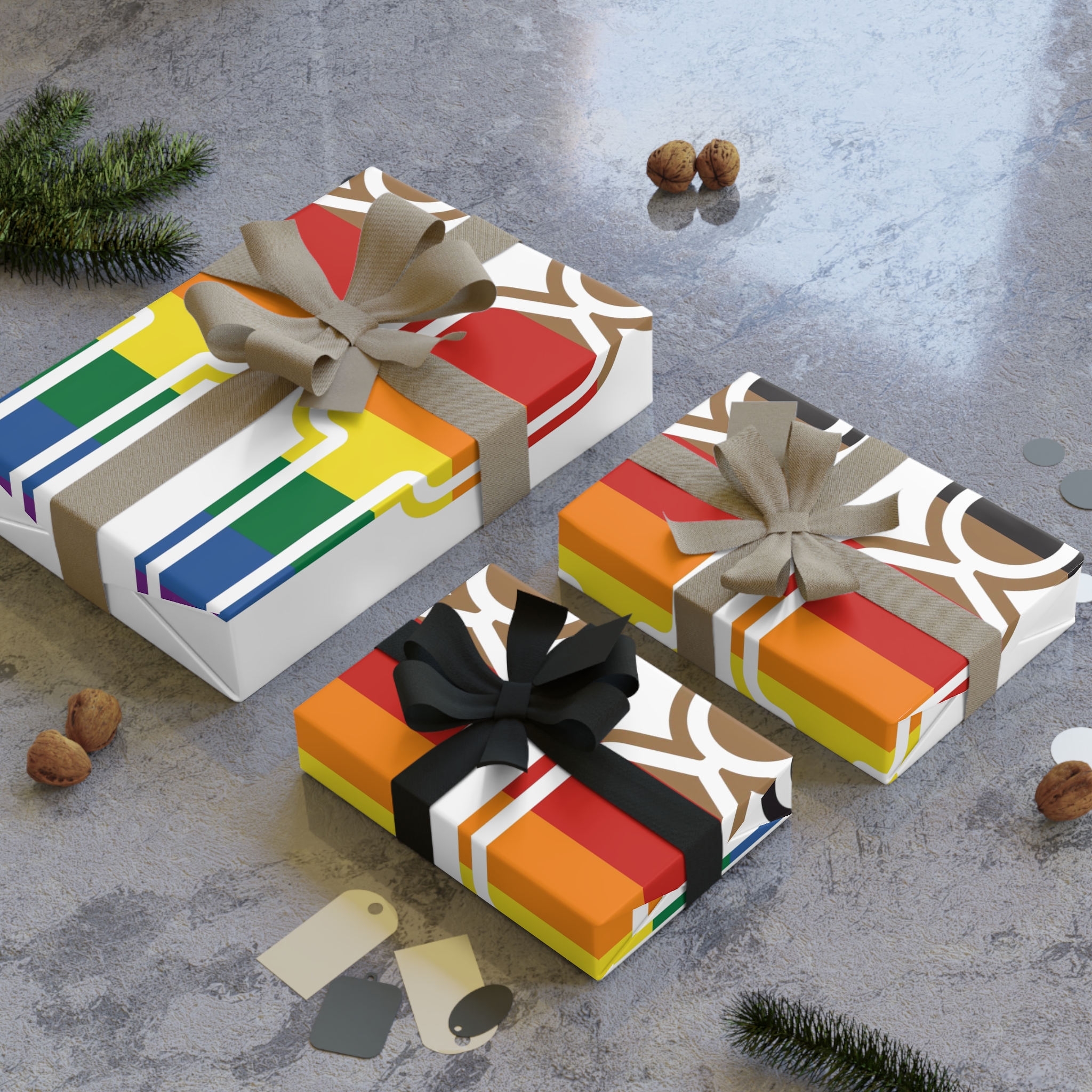 Gay Couple Pride Flag Icon Symbol Vector Illustration Gift Wrapping Paper Rolls 1pc - Image 4