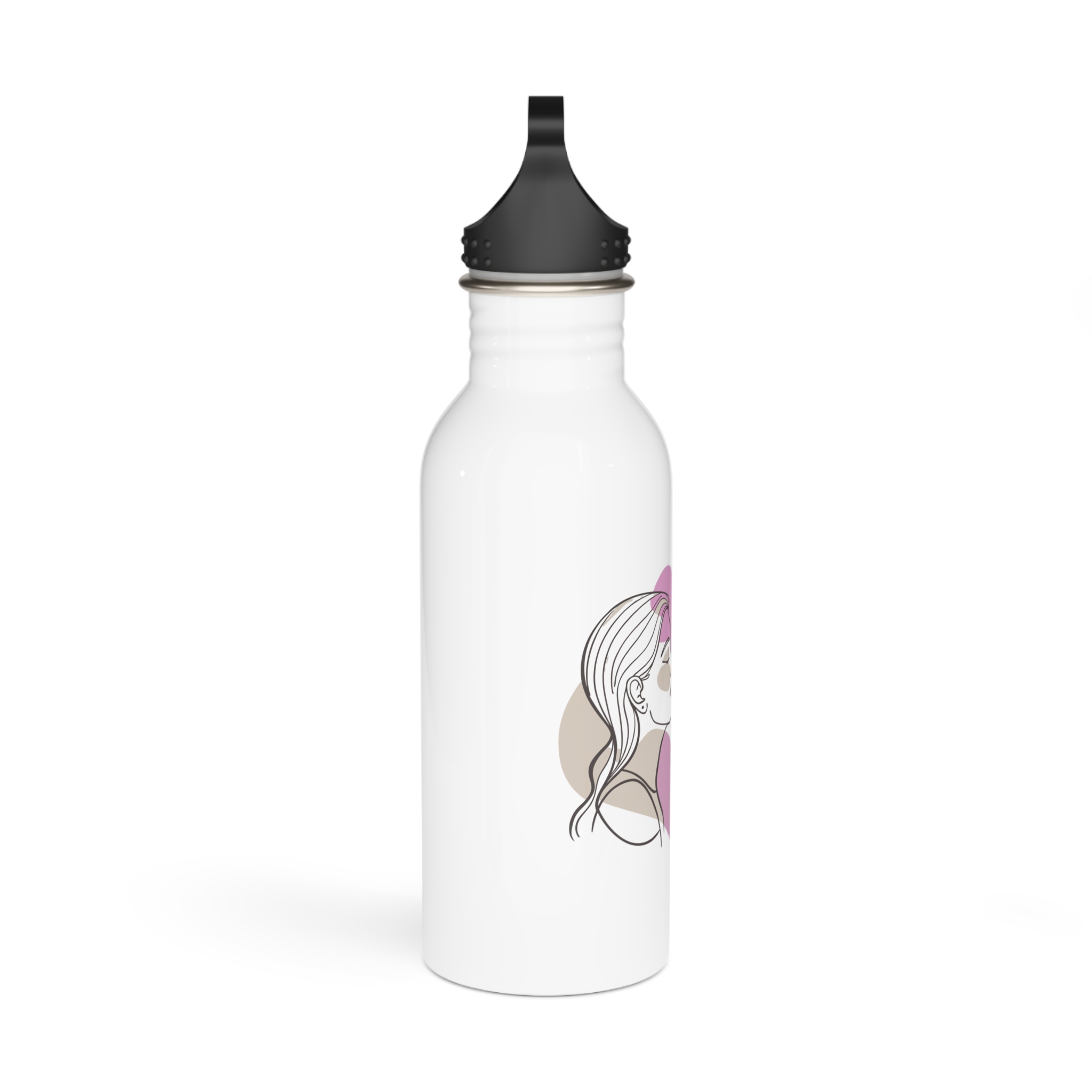 Two Women Are Kissing Front Heart With Pink Background Stainless Steel Water Bottle - Image 2