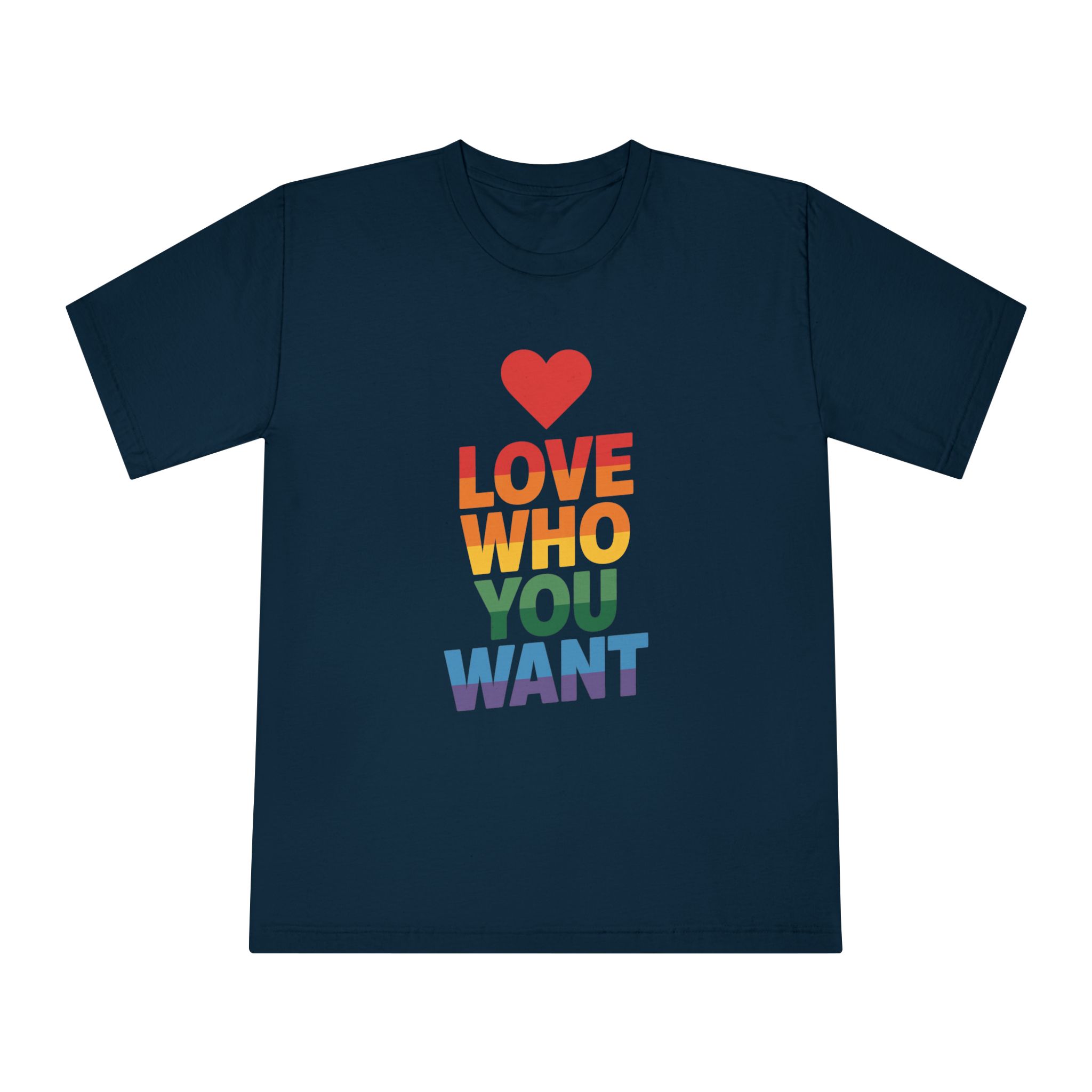 Rainbowcolored Text With Heart Symbol Saying Love Who You Want - Unisex Classic Crewneck T Shirt - Image 17